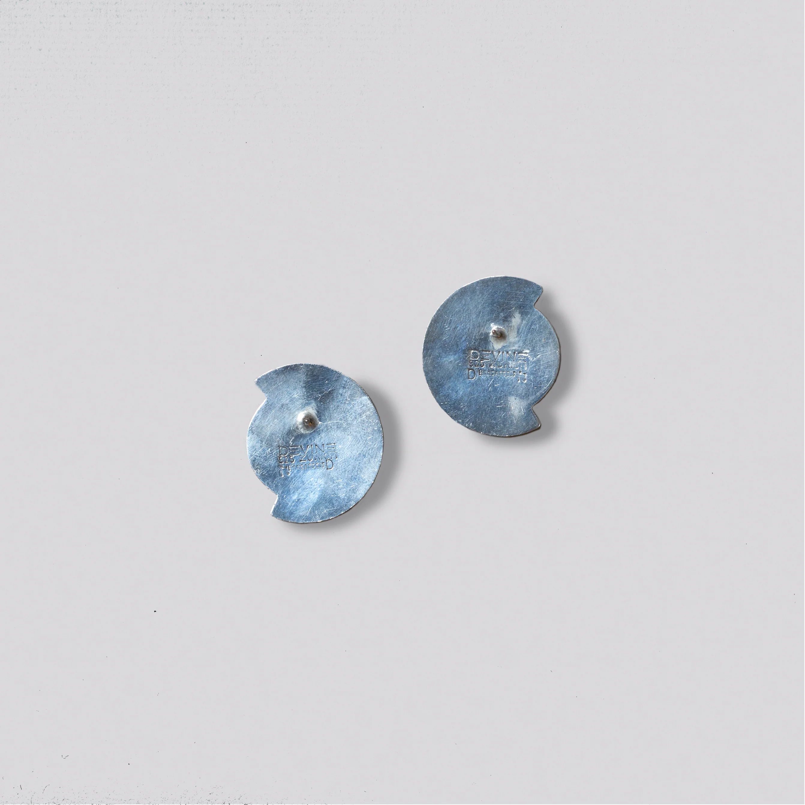 Silver Stud Earrings with Lapis - Image 2