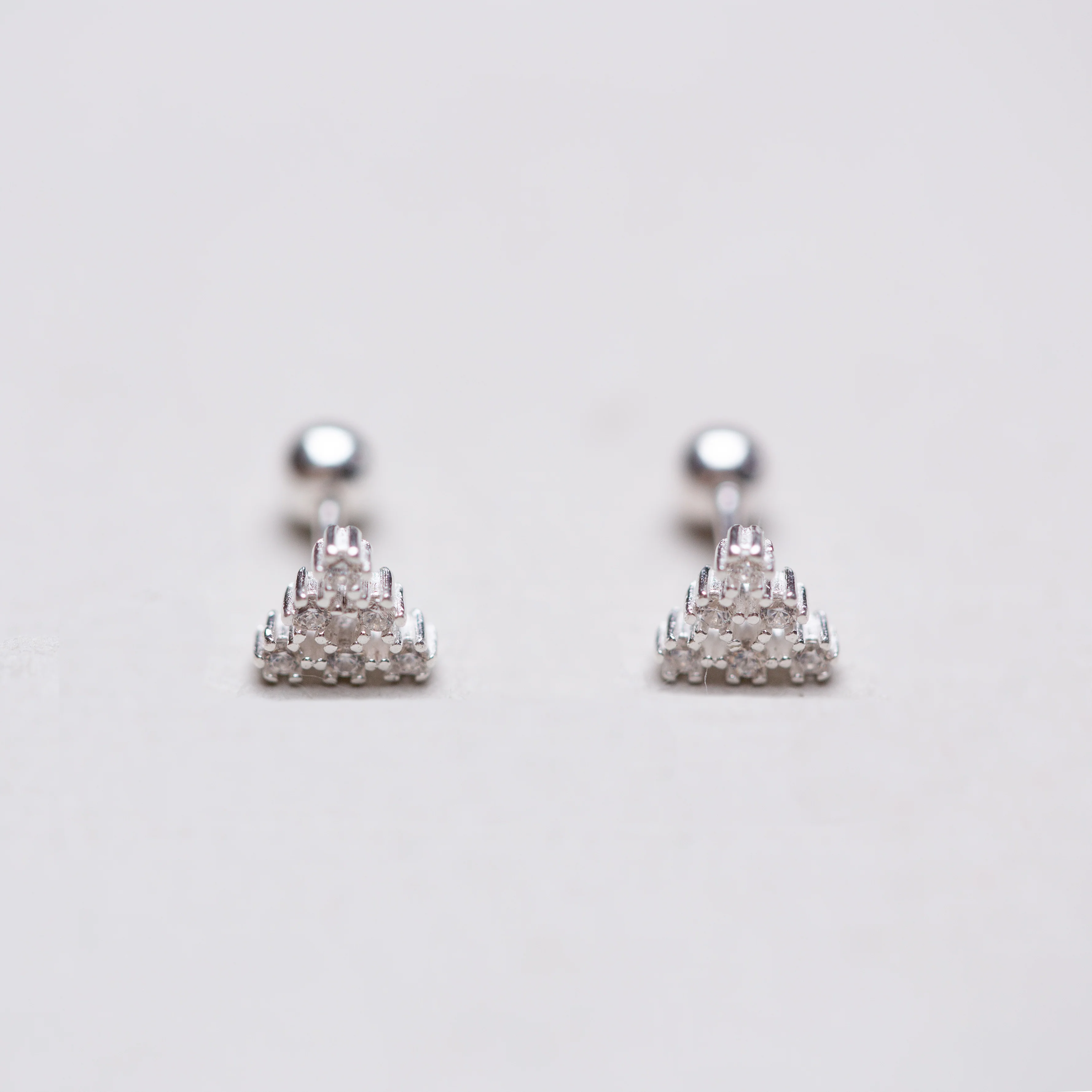 Silver Triangle Stud Cartilage Earring - Image 5