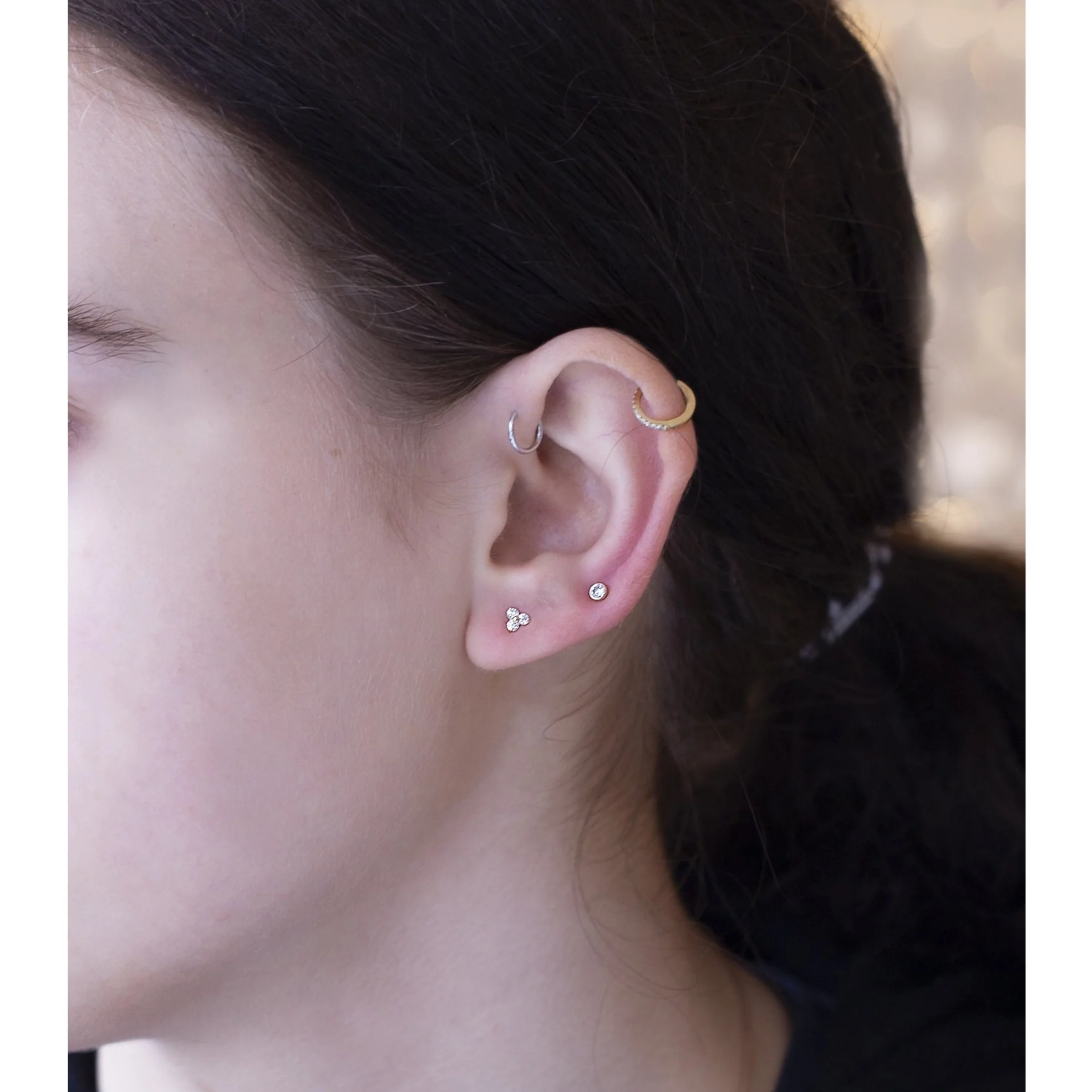 Simple Gold and Crystal Stud Earrings - Image 3