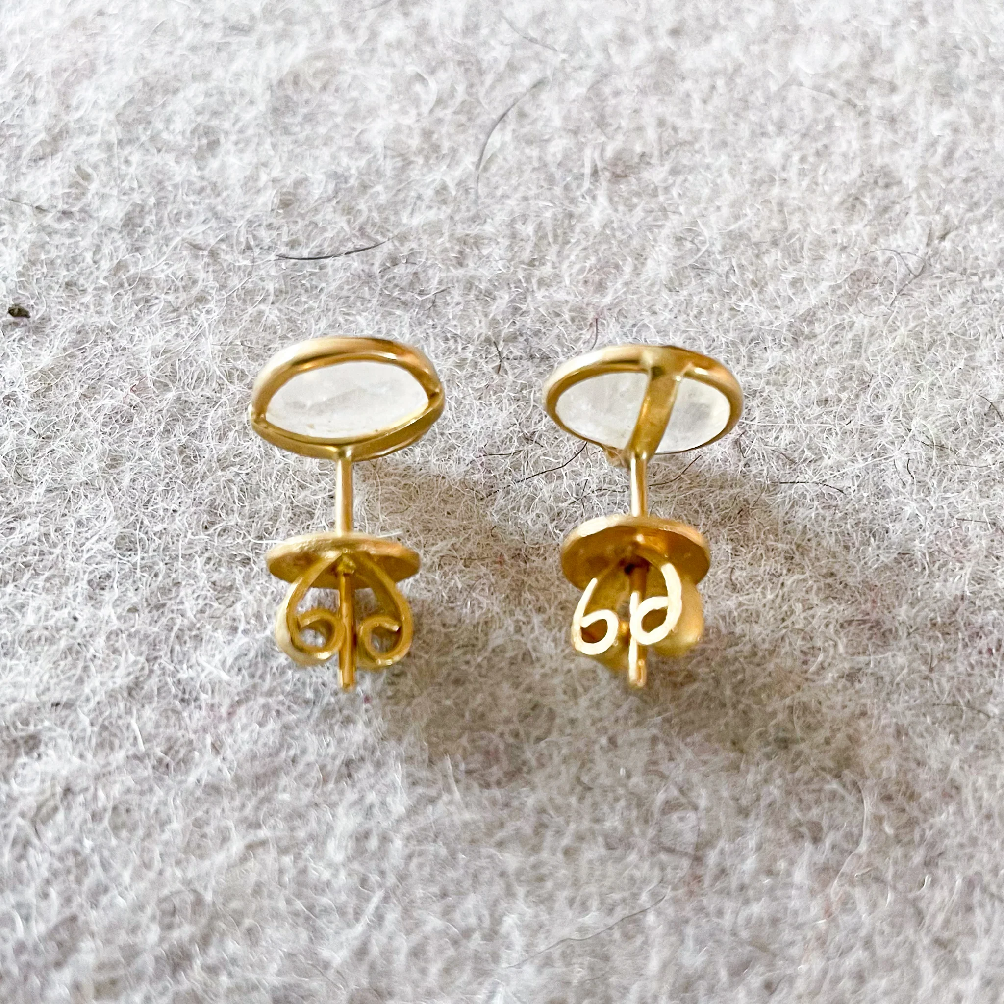 Sliced Moonstone Gold Stud Earrings - Image 3
