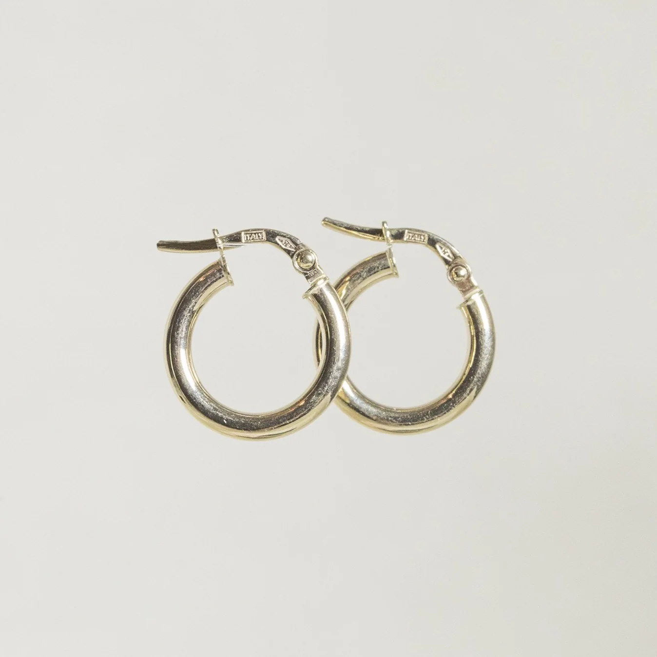 Small Gold Square Edged Hoops - Image 2