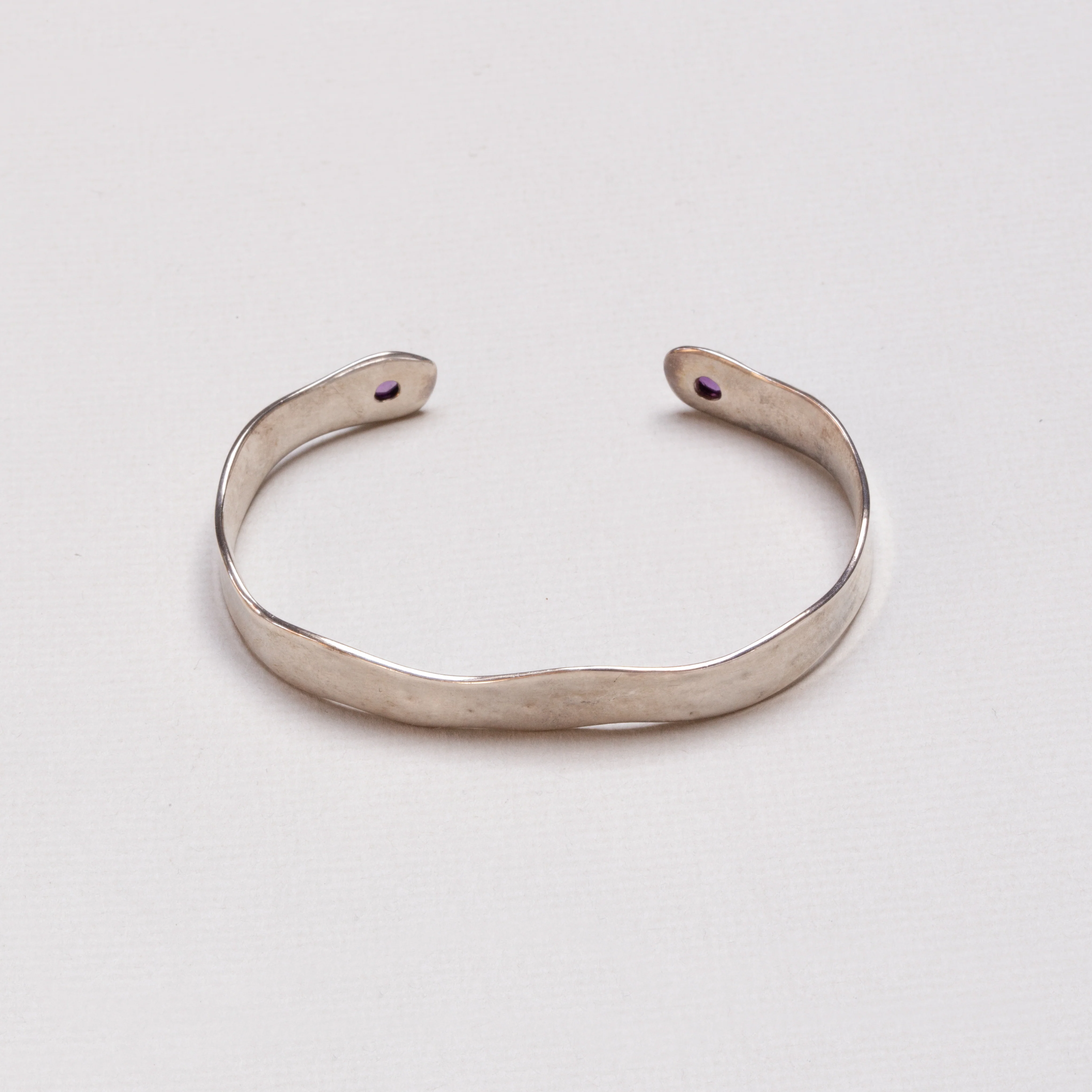 Sterling Silver Bangle Bracelet with Amethyst - Image 2