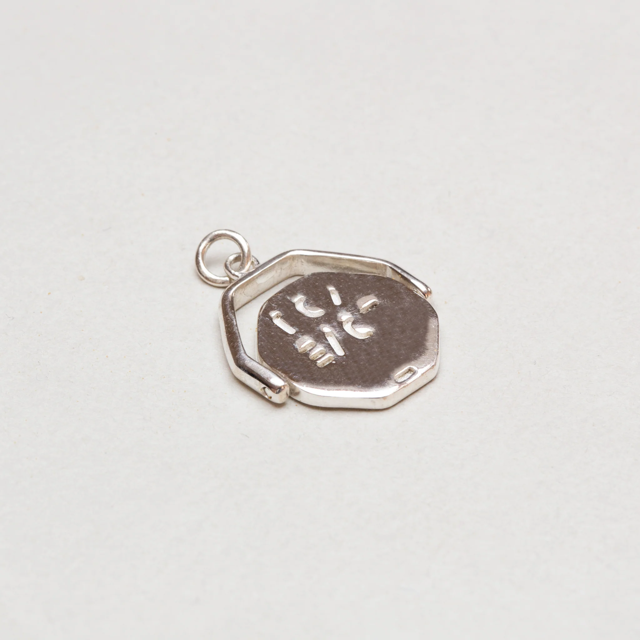 Sterling Silver Octagonal Spinning I Love You Charm Pendant - Image 2