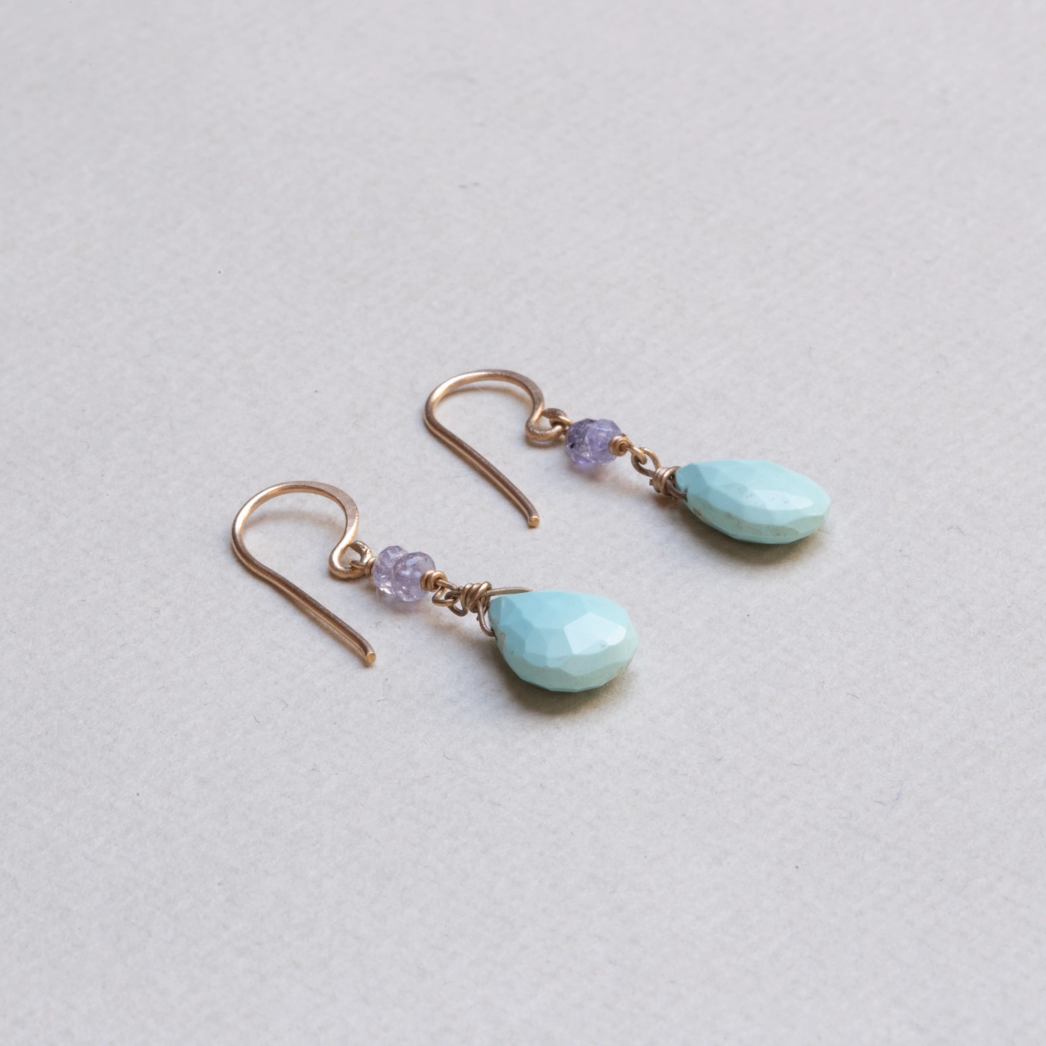 Tanzanite & Turquoise Drop Earrings - Image 2