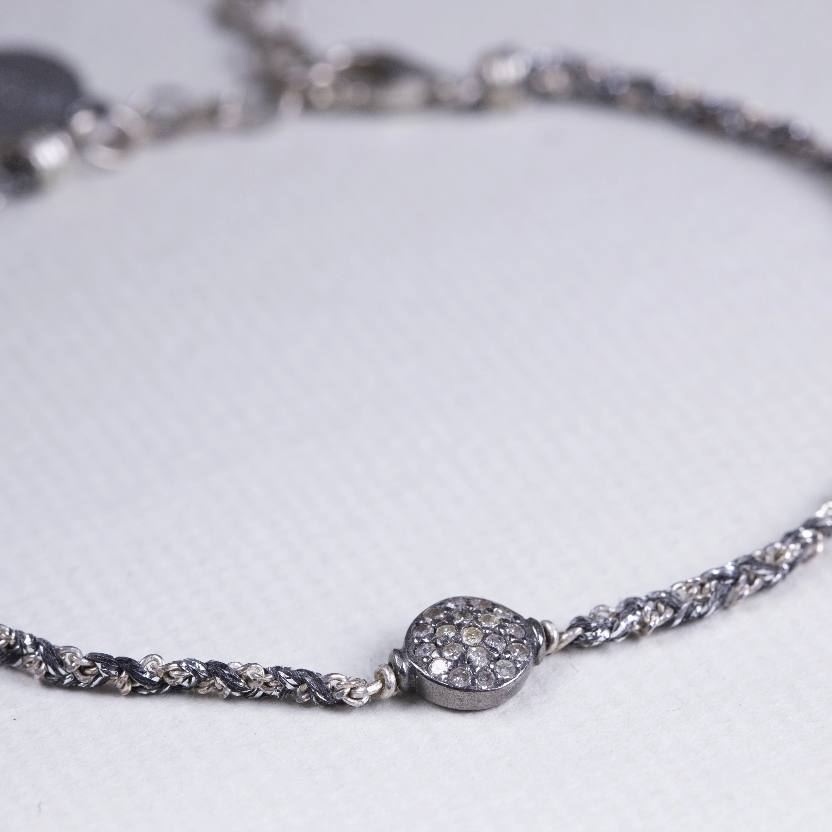 Thread Diamond Disc Bracelet in Silver - Image 2