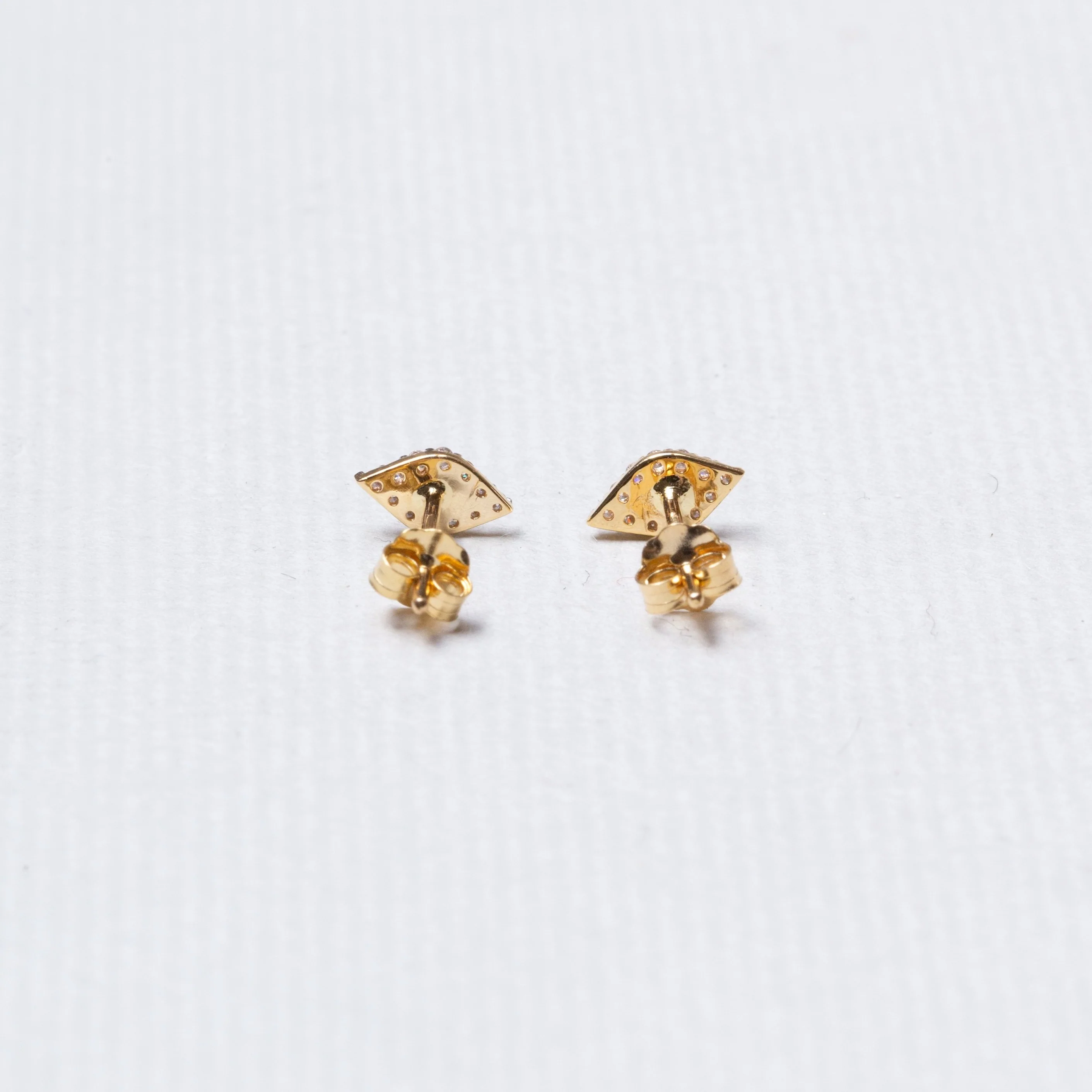 Tiny Eye Gold Diamond Stud Earrings - Image 2