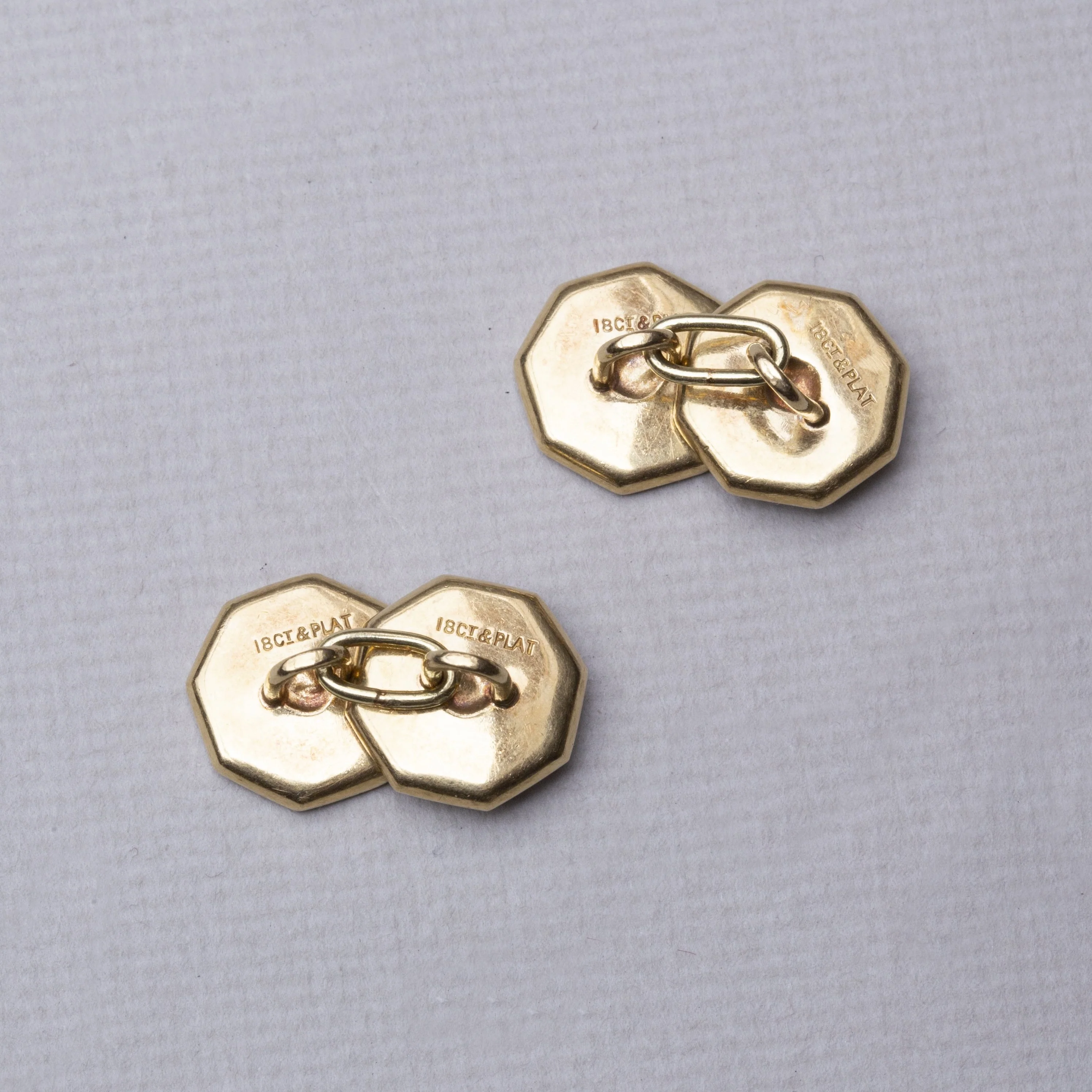 Vintage Platinum and 18ct Gold Cufflinks with Mother of Pearl - Image 2