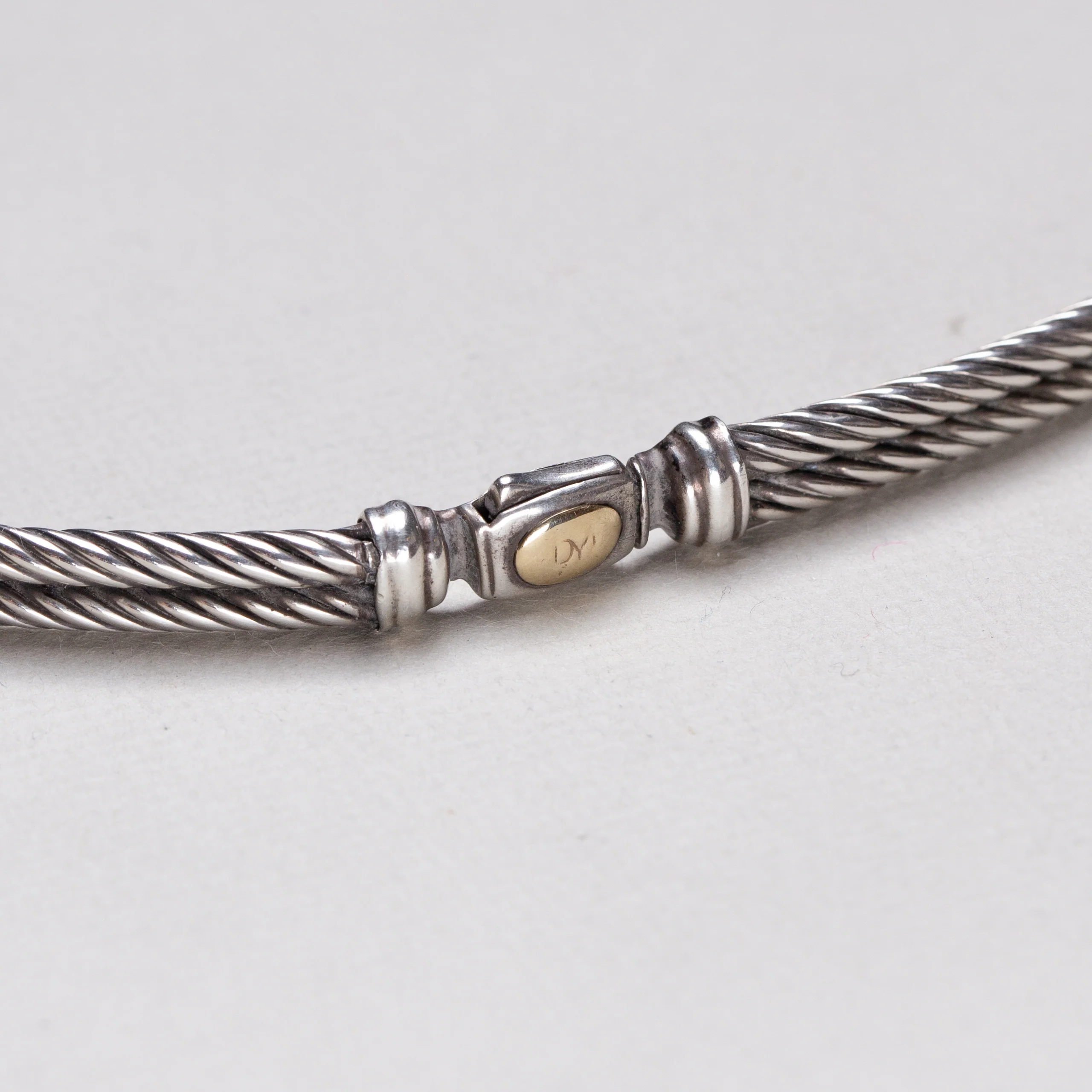 Vintage Cable Silver Choker Necklace with Diamonds - Image 5