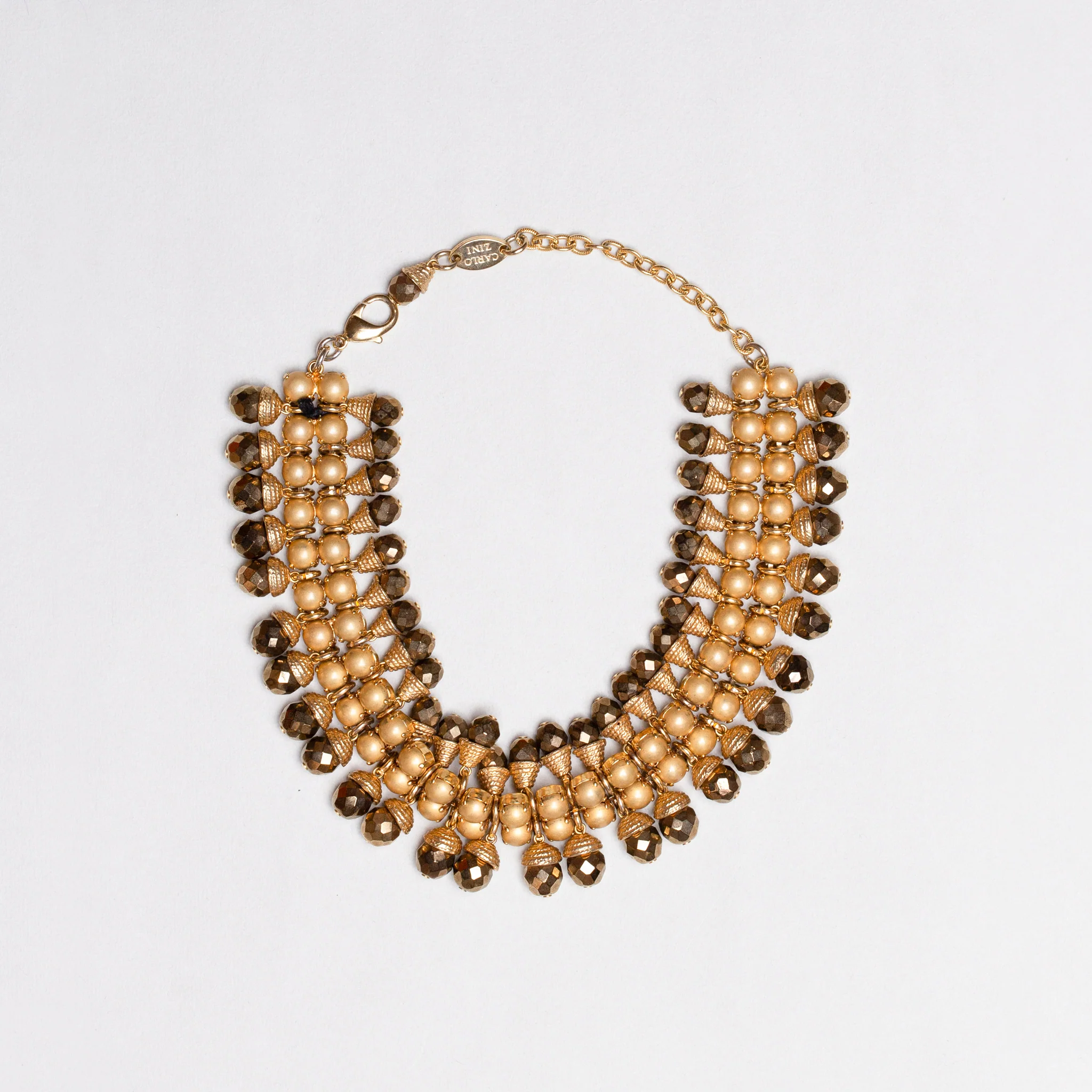 Vintage Carlo Zini Gold Metal Double Row Necklace - Image 3