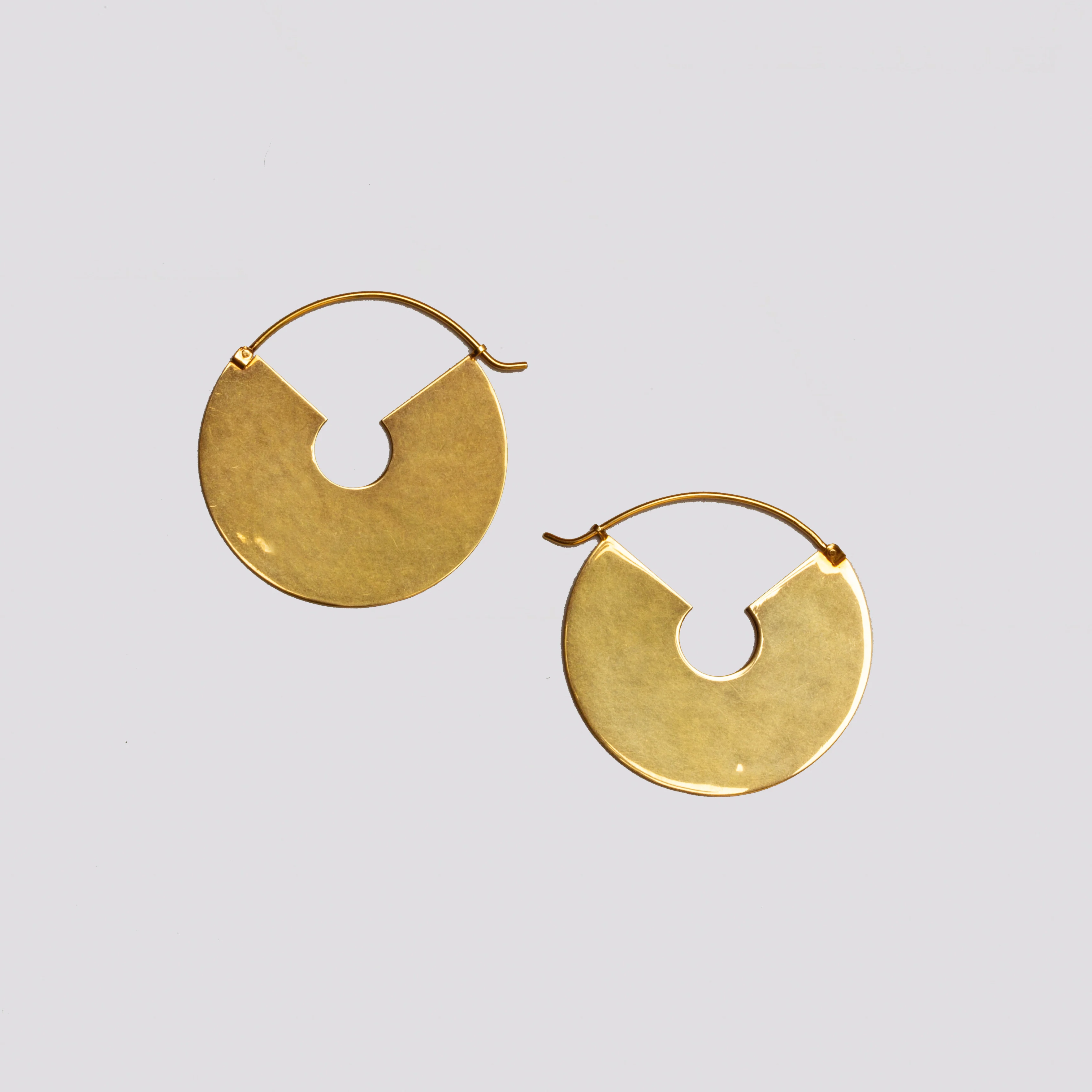 Vintage Celine Geometric Brass Hoop Earrings - Image 2