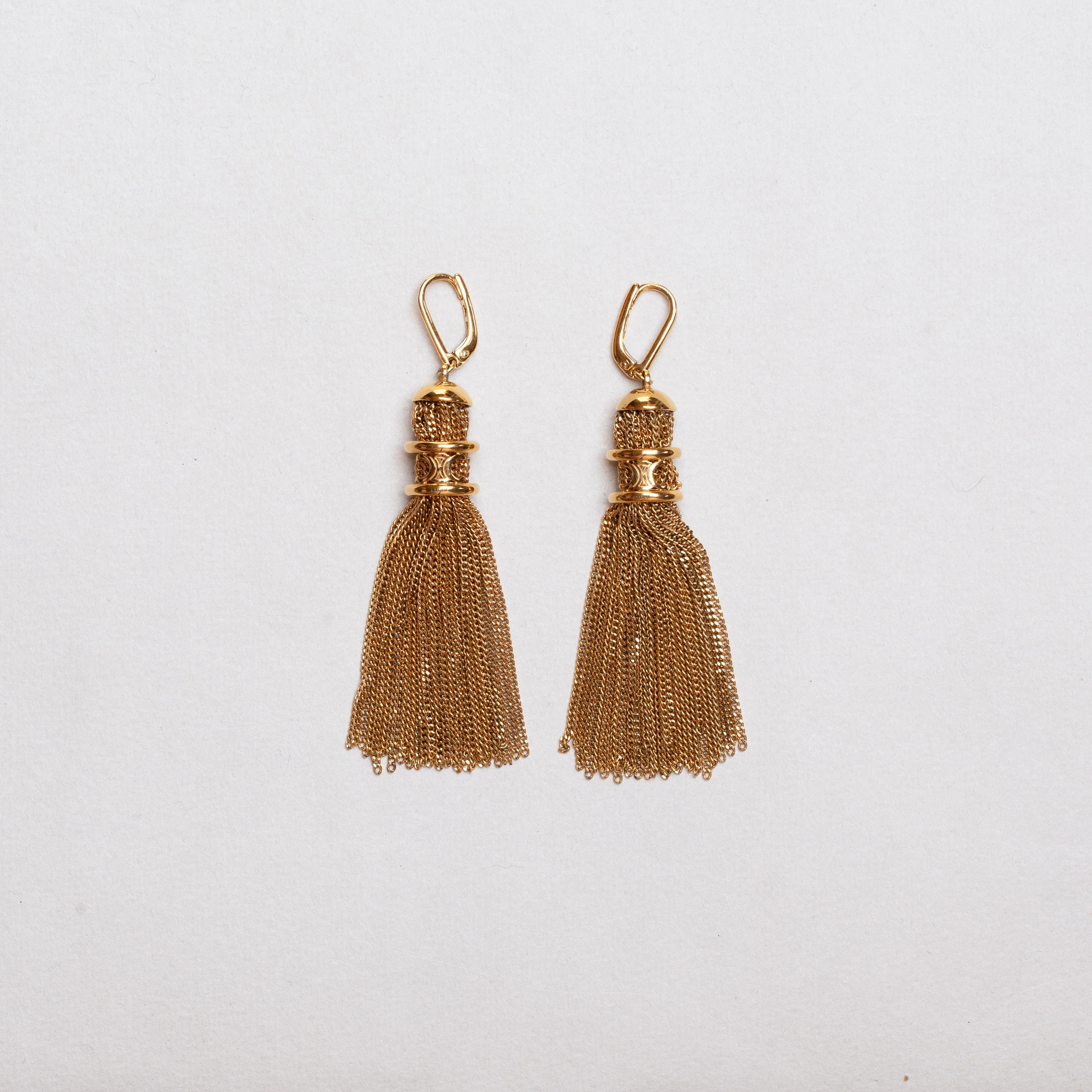 Vintage Celine Gold-Tone Tassel Earrings - Image 4