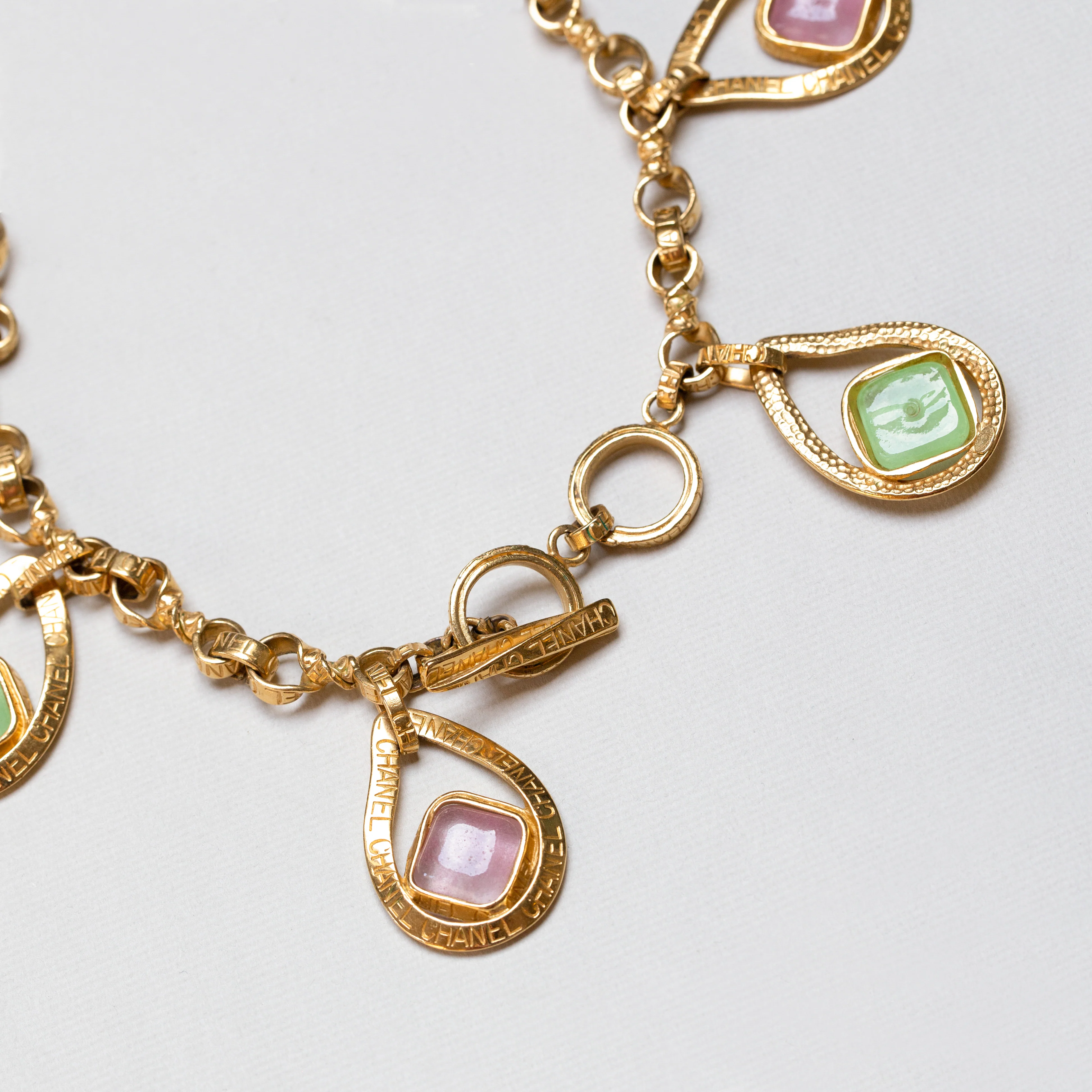 Vintage Chanel Gold Teardrop Charm Chain Necklace