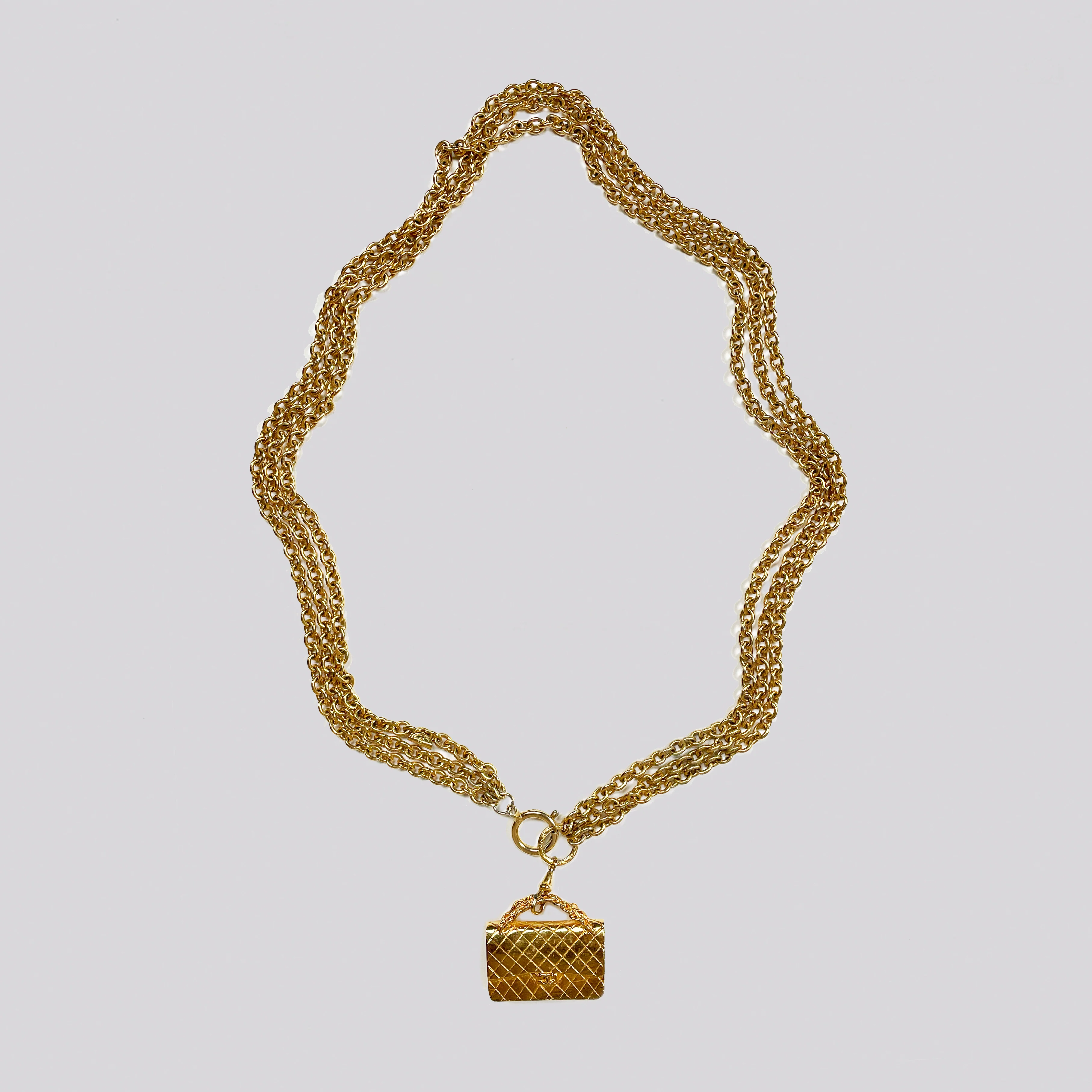 Vintage Chanel Gold Classic Flap Pendant Chain Necklace / Belt - Image 2