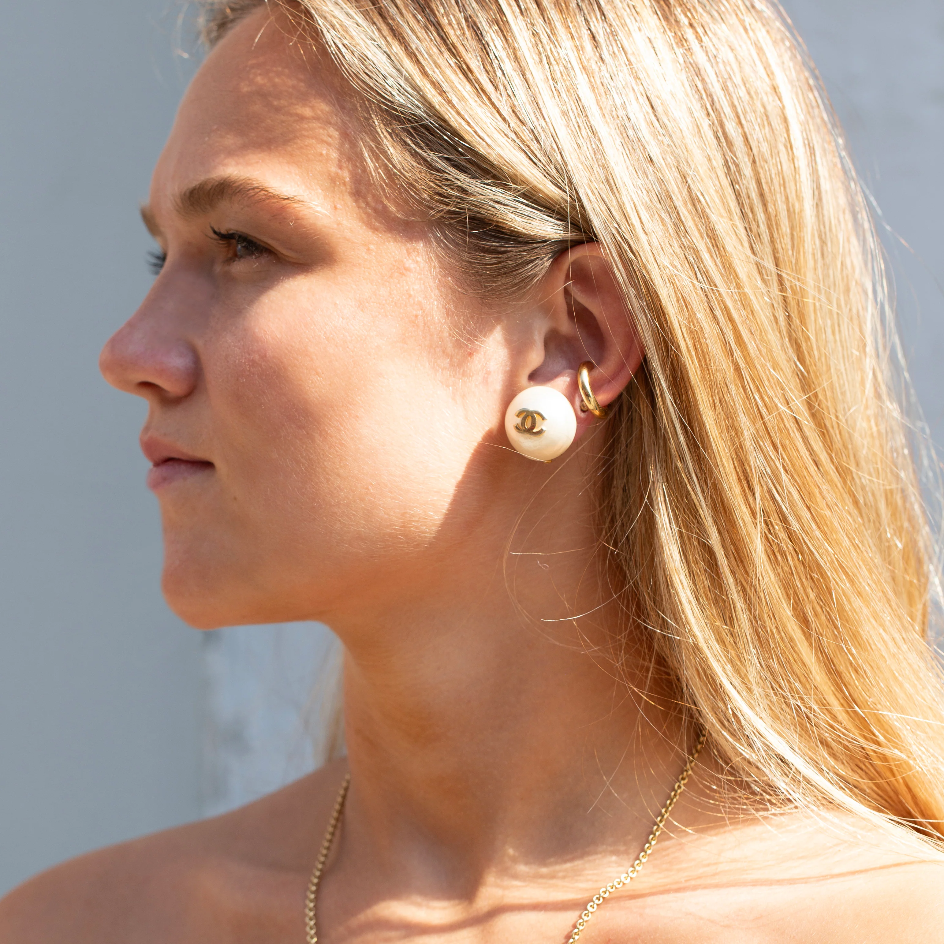 Vintage Chanel Faux-Pearl Clip-on Earrings - Image 2
