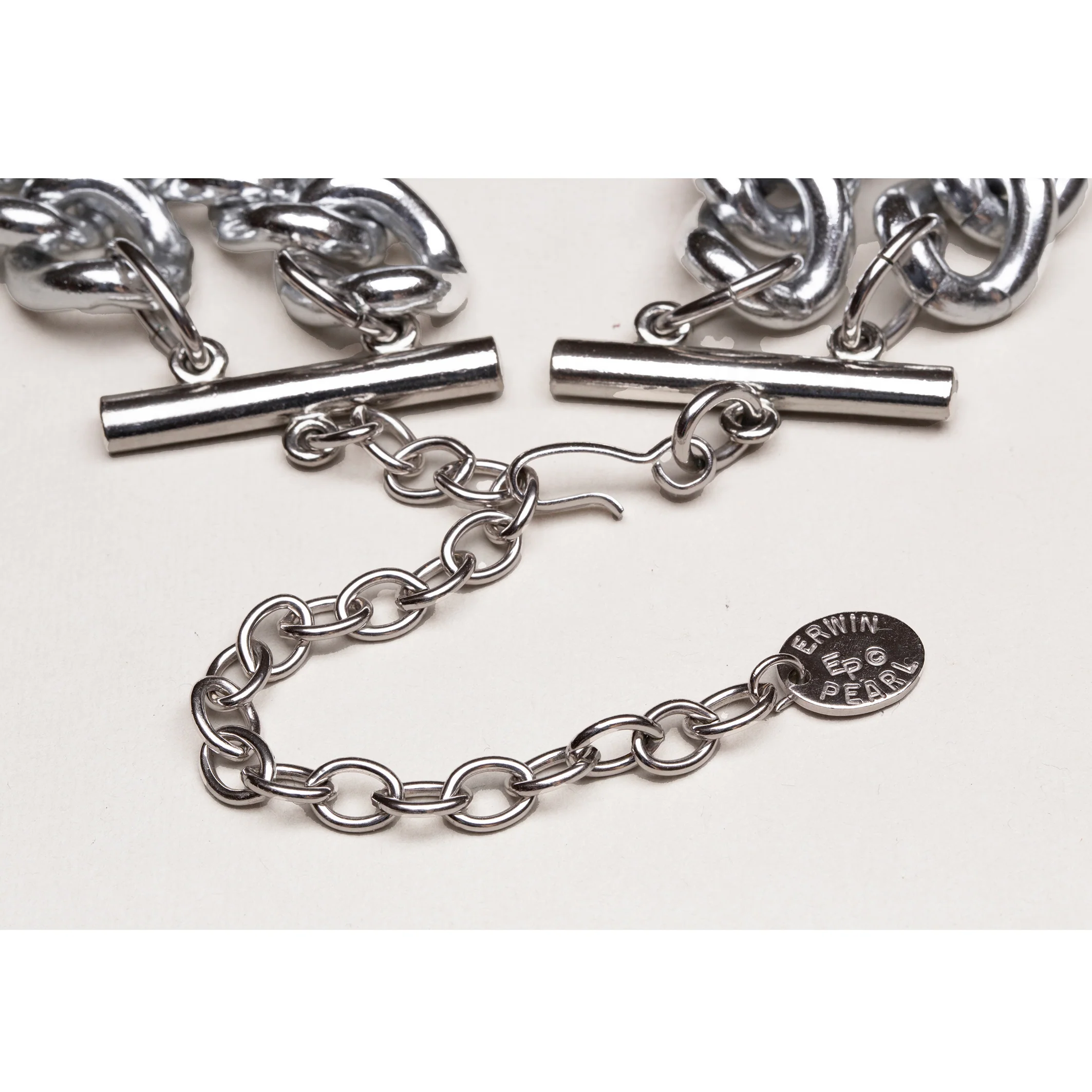 Vintage Double Strand Silver-tone Curb Link Chain Necklace - Image 4