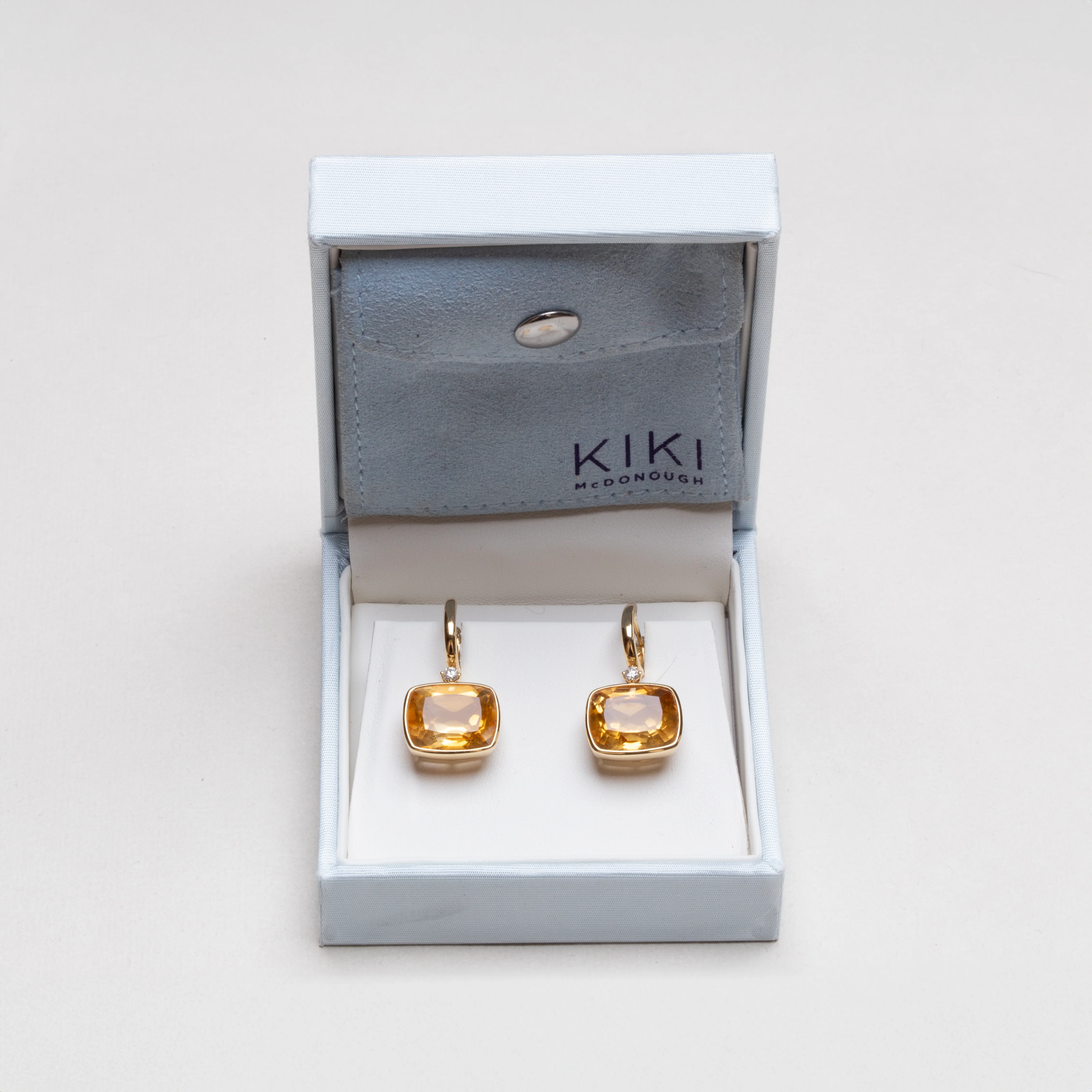 Vintage 18ct Gold Drop Earrings with Citrine and Diamond - Image 3