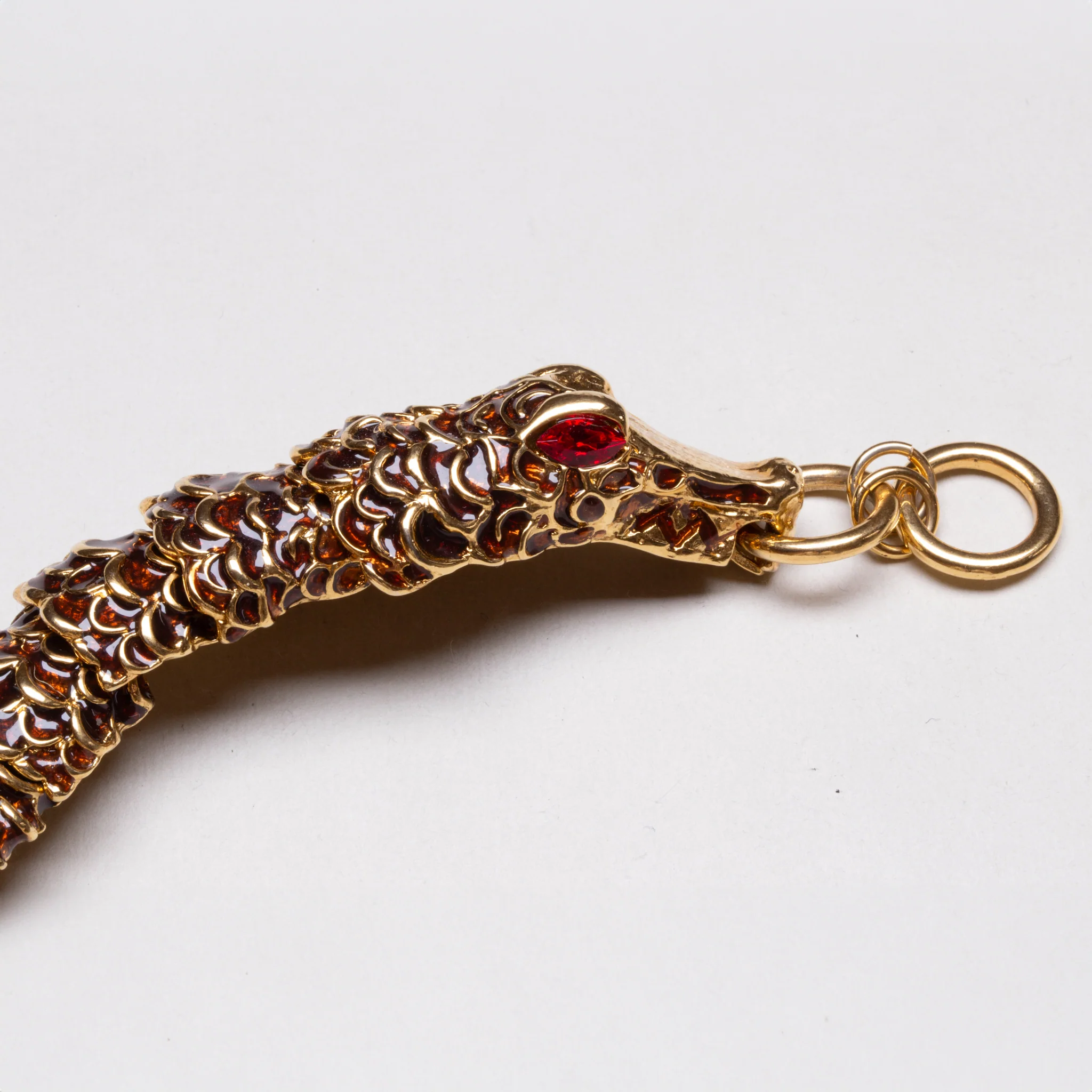 Vintage Enamel Dragon/Serpent Scale Toggle Bracelet - Image 3