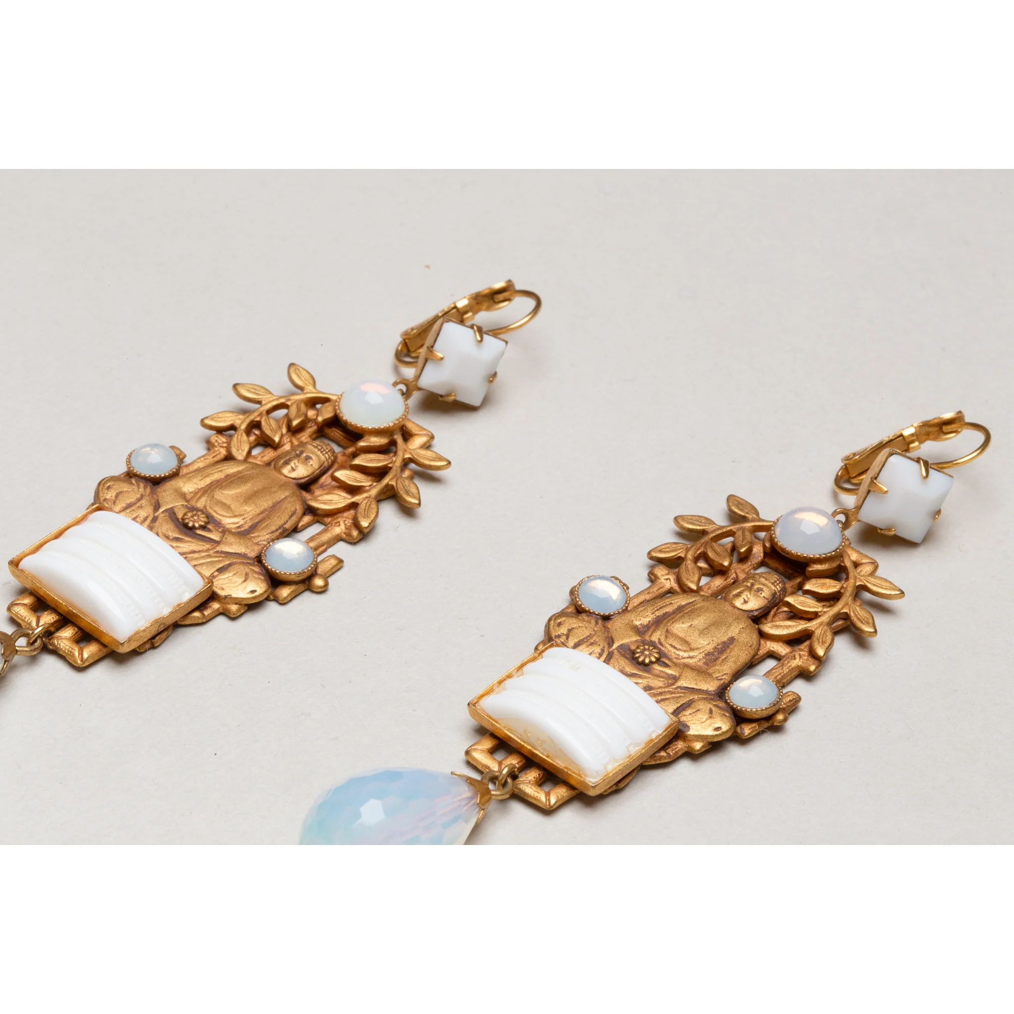Vintage Gilded Buddha Drop Earrings - Image 3