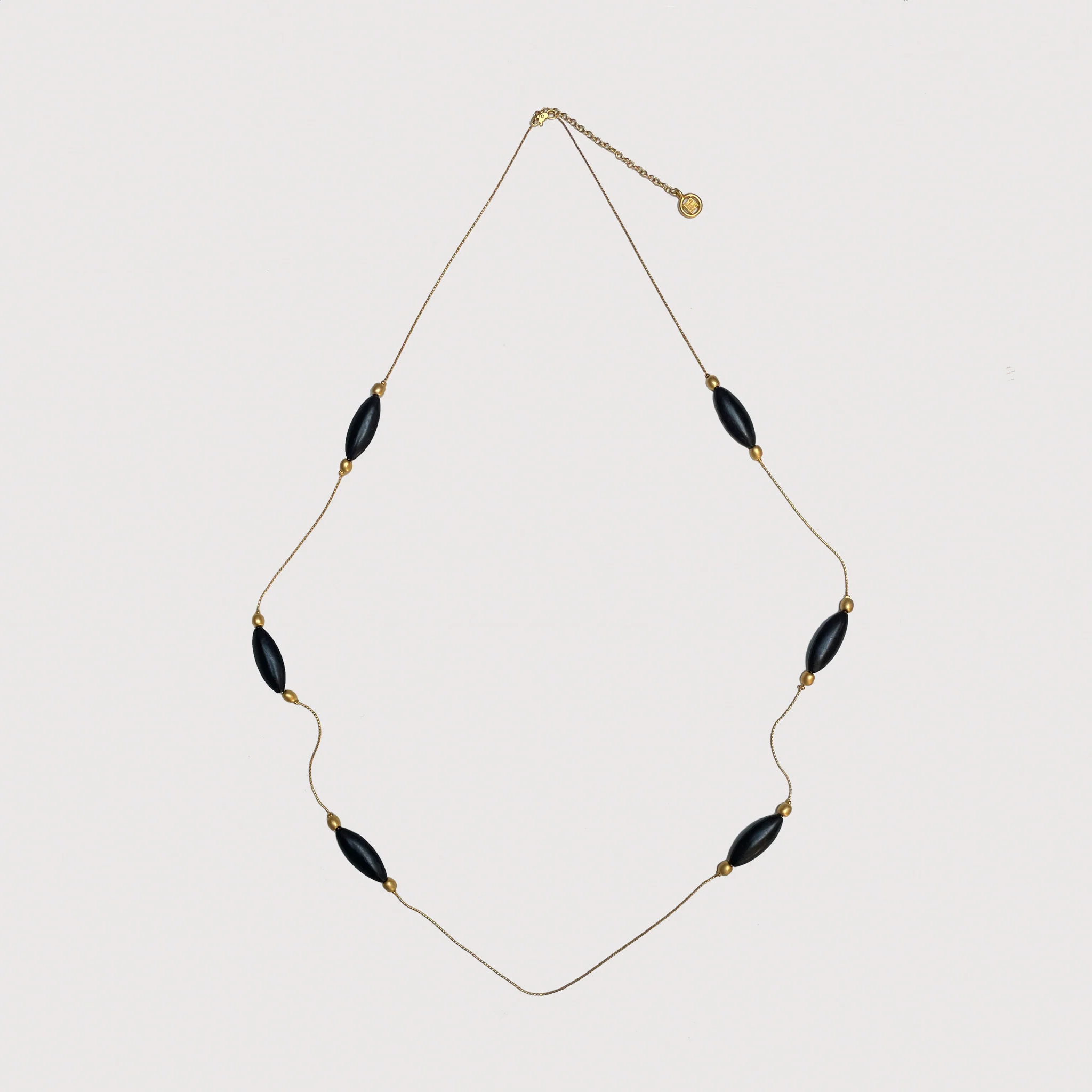 Vintage Givenchy Black Beads and Gold Chain Necklace
