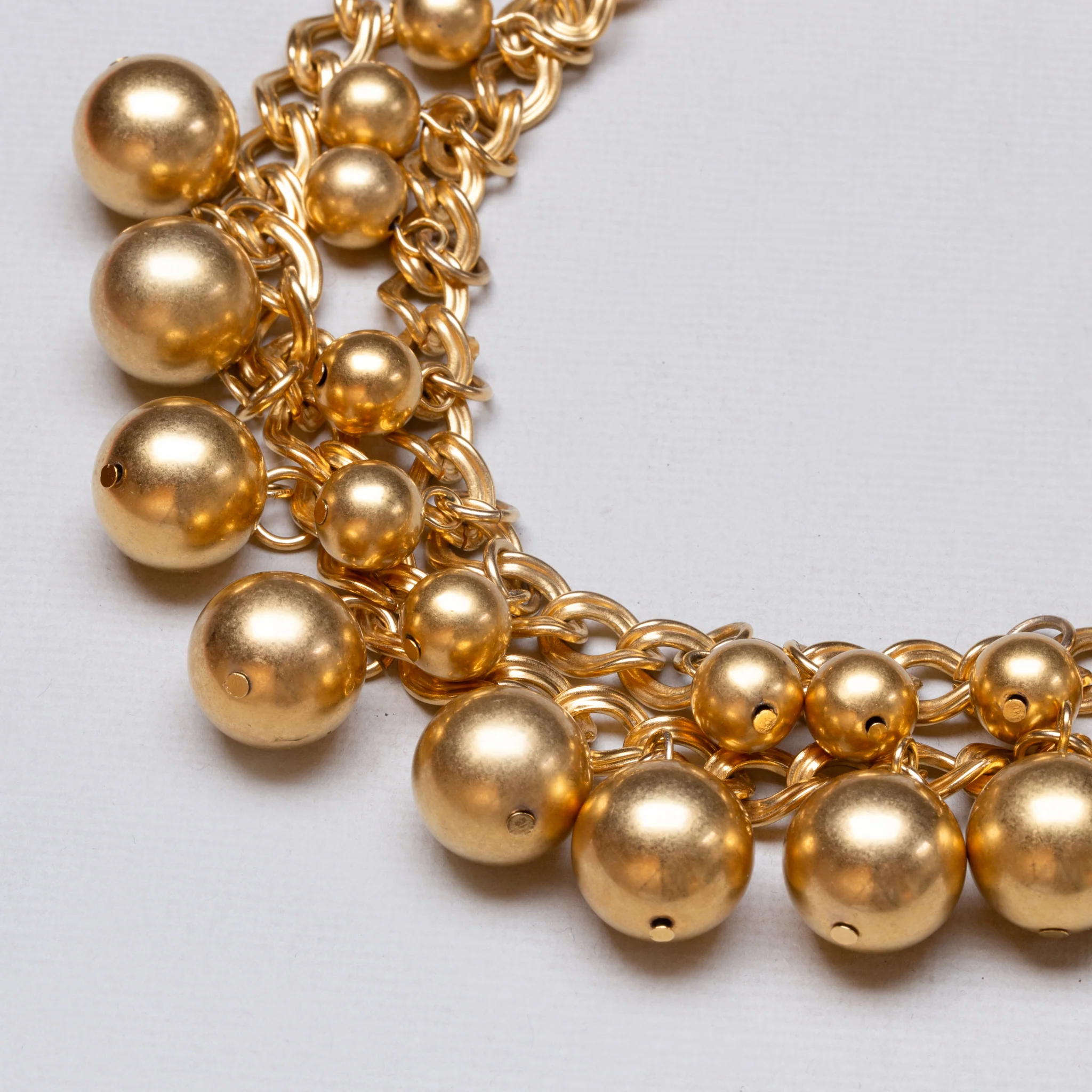 Vintage Givenchy Double Strand Gold Ball Chain Necklace - Image 2