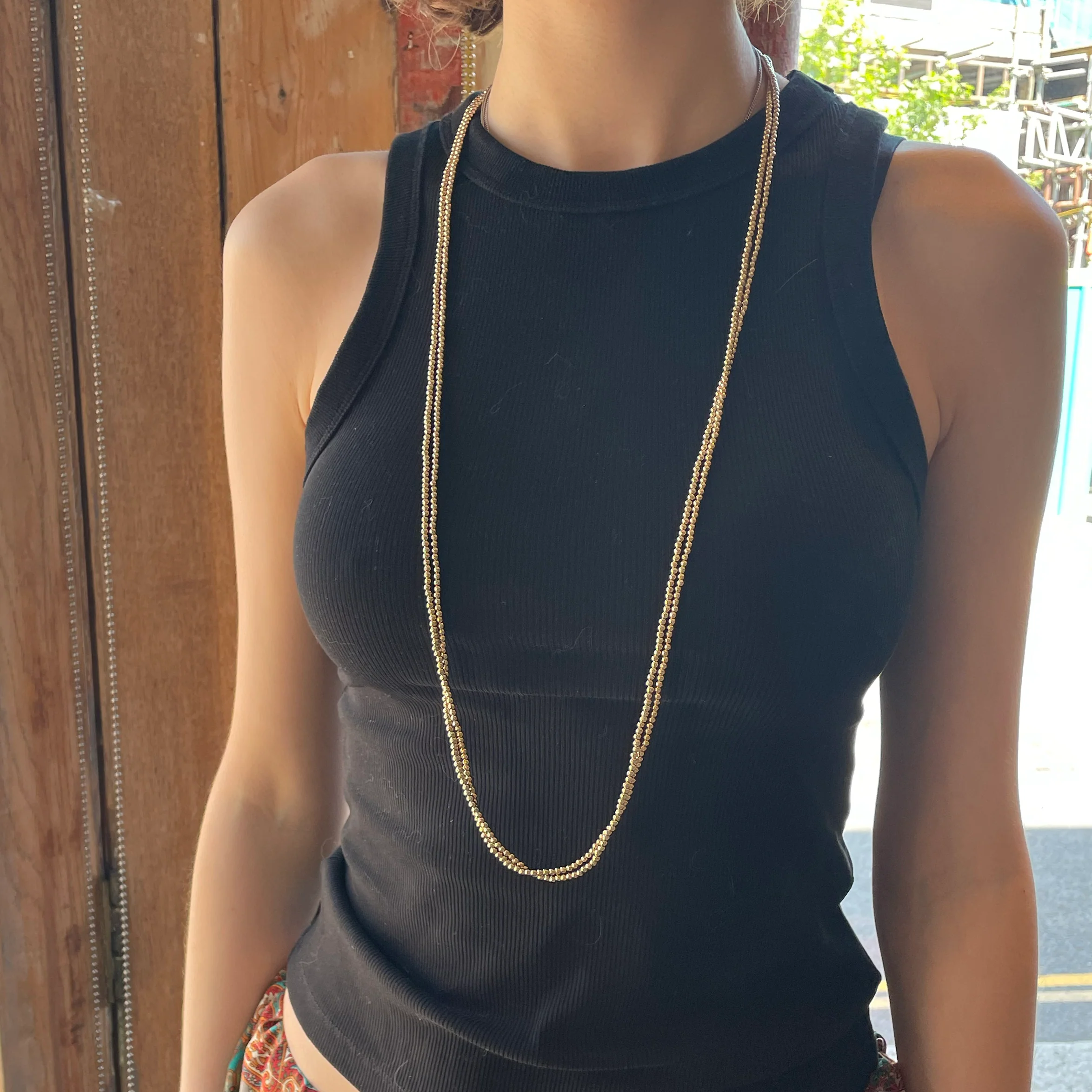Vintage Givenchy Double-strand Gold Beaded Chain Necklace - Image 2