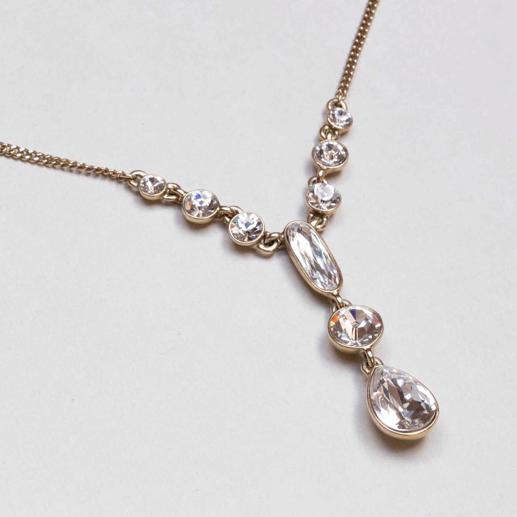 Vintage Givenchy Rhinestone Drop Pendant Necklace