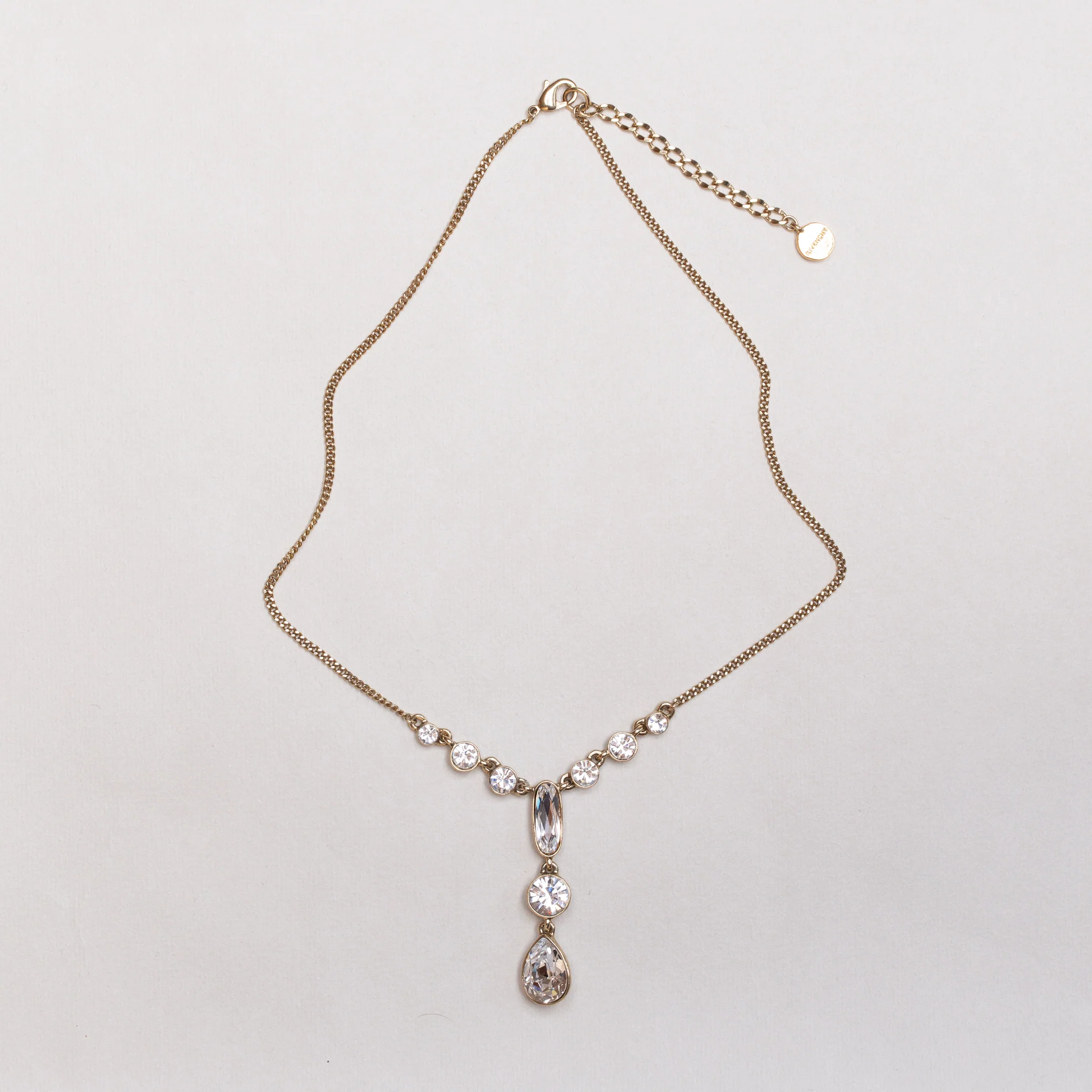 Vintage Givenchy Rhinestone Drop Pendant Necklace - Image 3