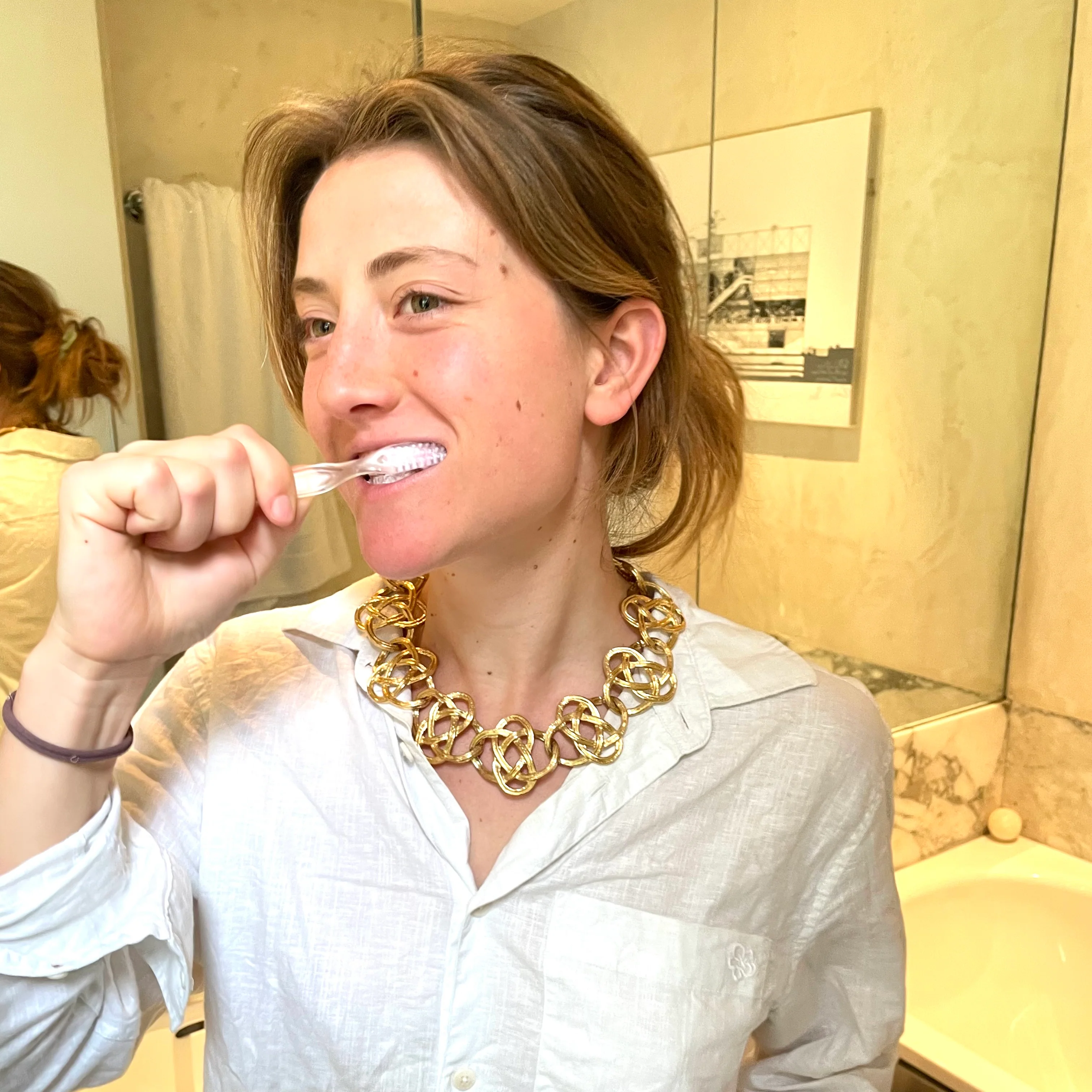 Vintage Givenchy Gold Mizuhiki Knot Chain Choker Necklace - Image 5