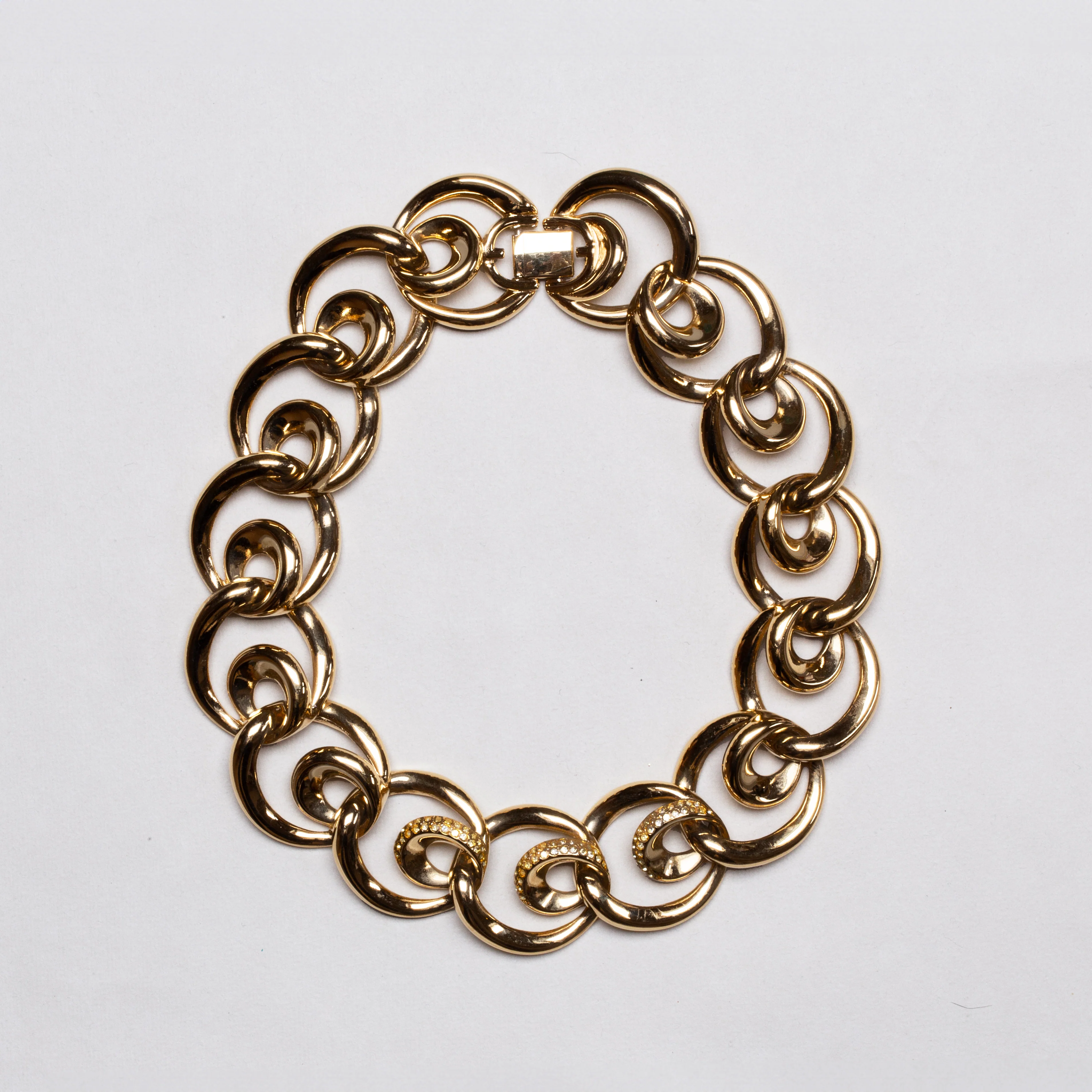 Vintage Givenchy Gold Chain Necklace with Rhinestones