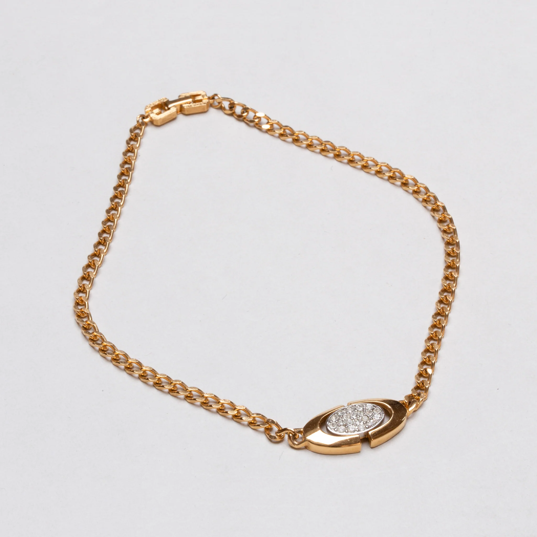Vintage Givenchy Gold Choker Necklace with Rhinestones