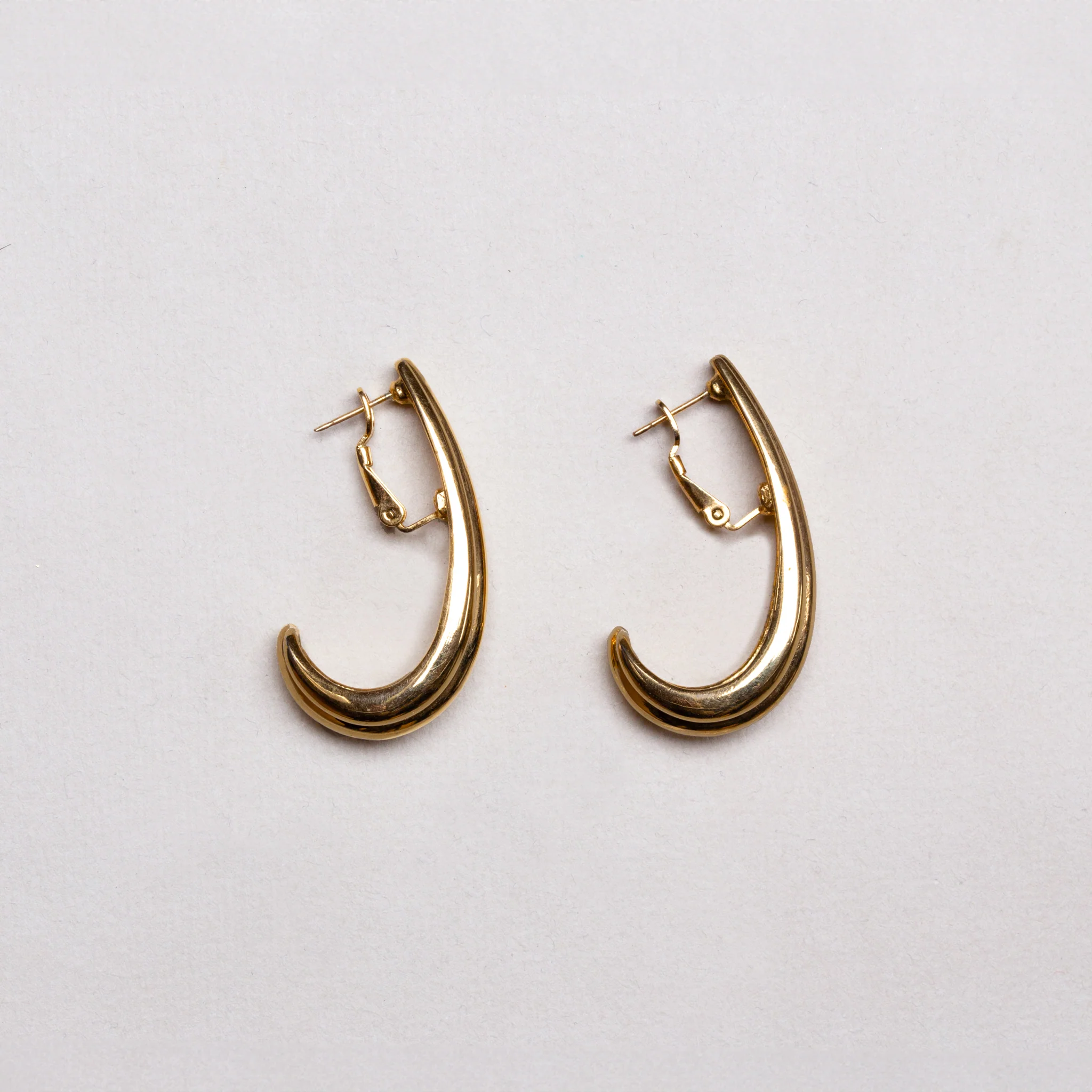 Vintage Givenchy Gold-Tone Triple Ribbed Stud Earrings - Image 5