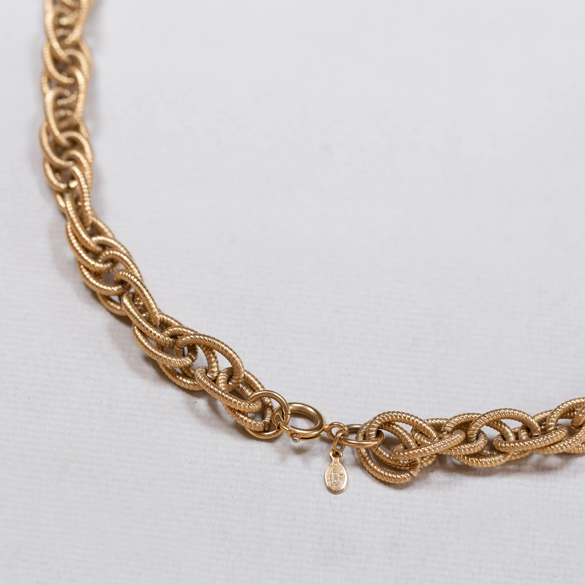 Vintage Givenchy Long Gold Chain Necklace with Faux Pearls and Blue Beads - Image 2