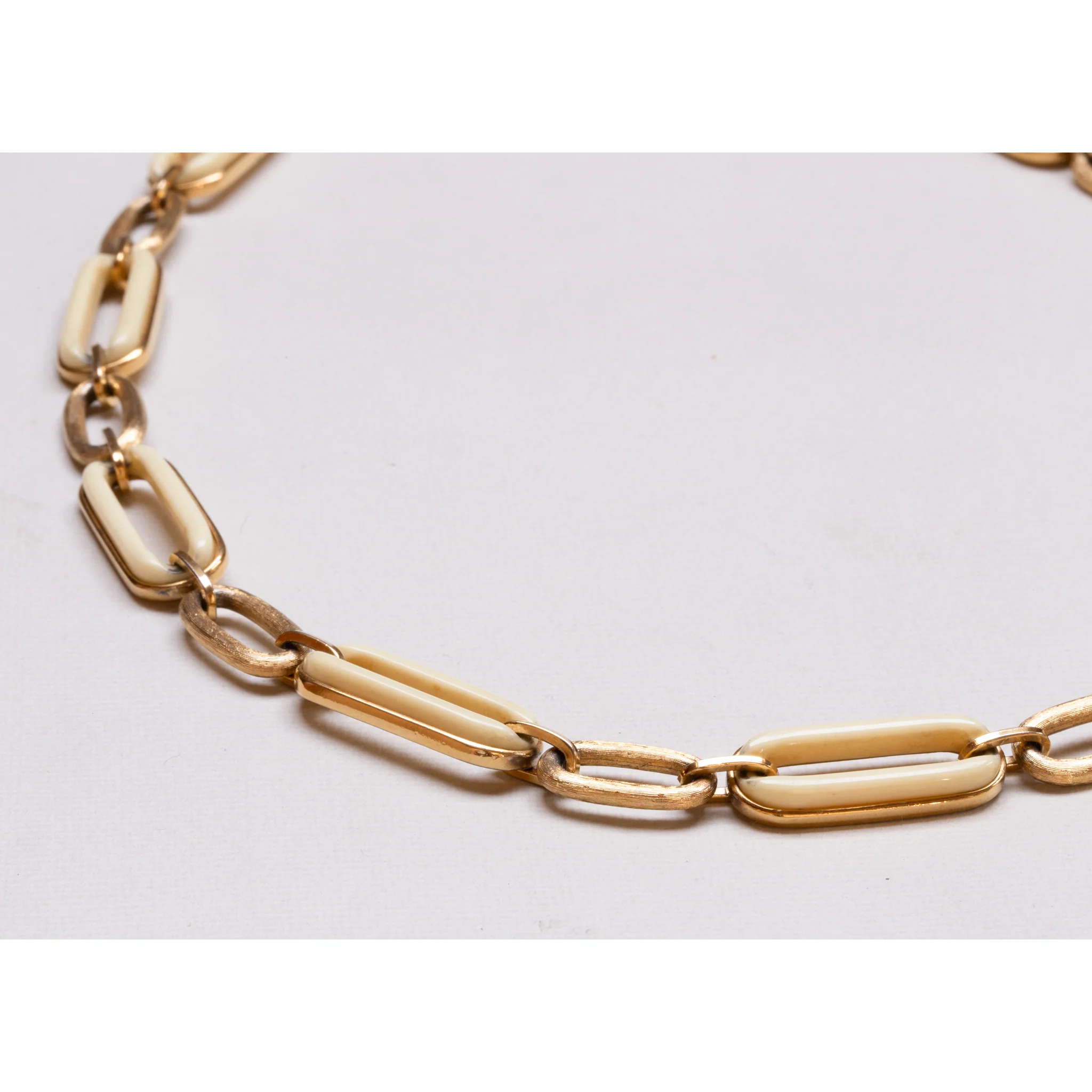 Vintage Givenchy Gold Chain Necklace with White Enamel - Image 2