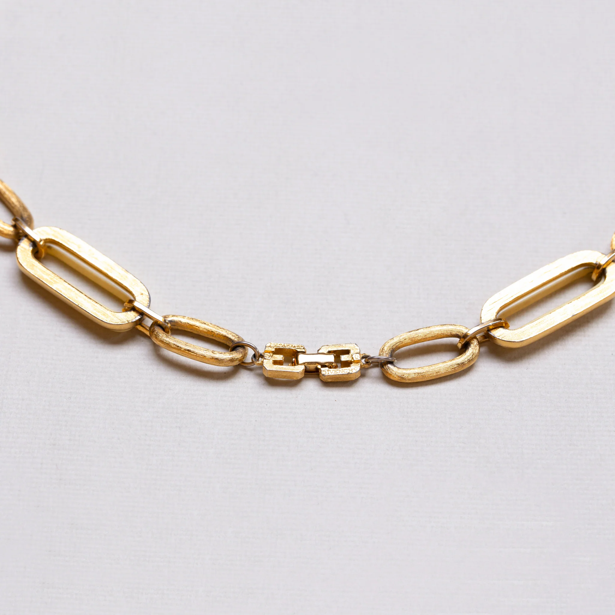 Vintage Givenchy Gold Chain Necklace with White Enamel - Image 3