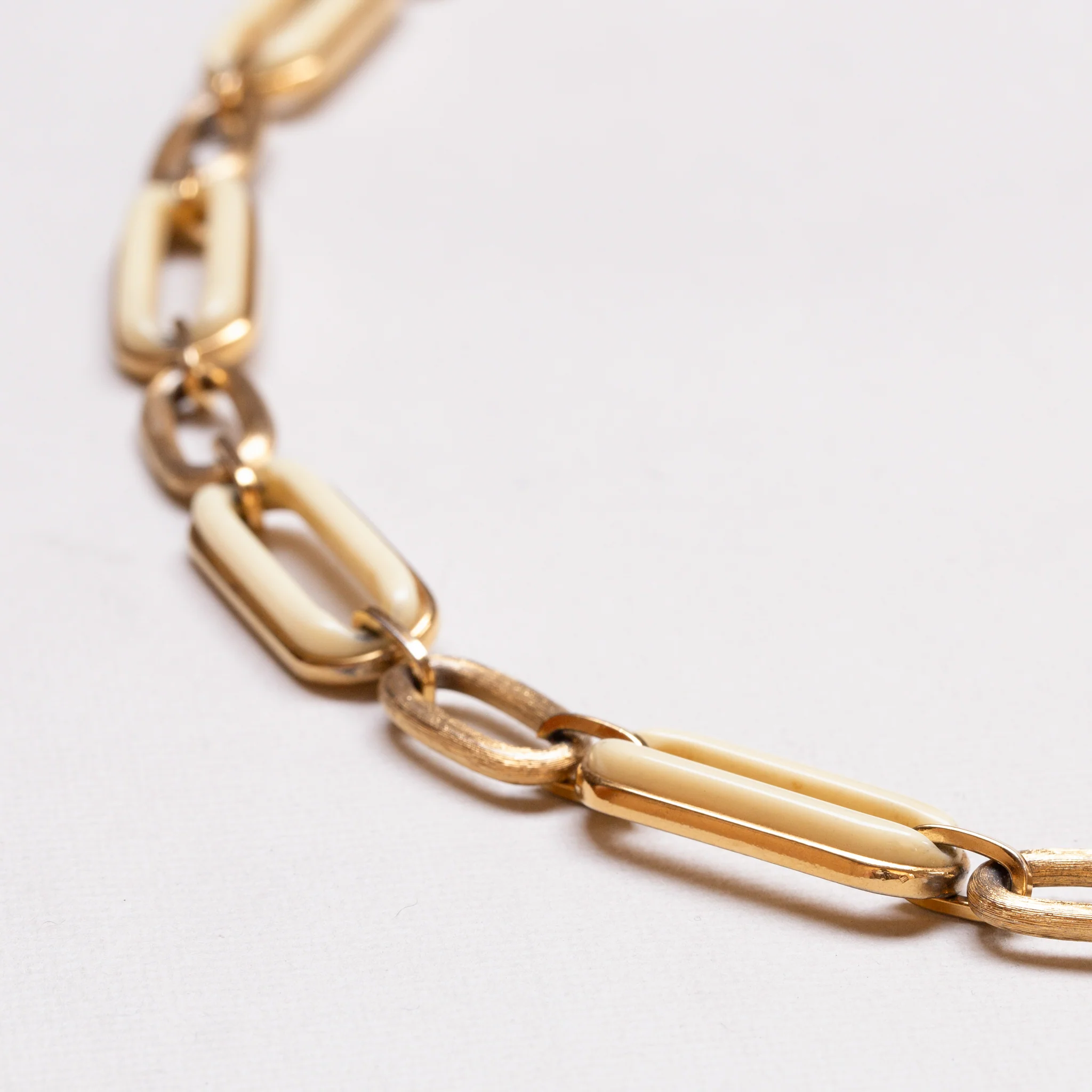 Vintage Givenchy Gold Chain Necklace with White Enamel - Image 4