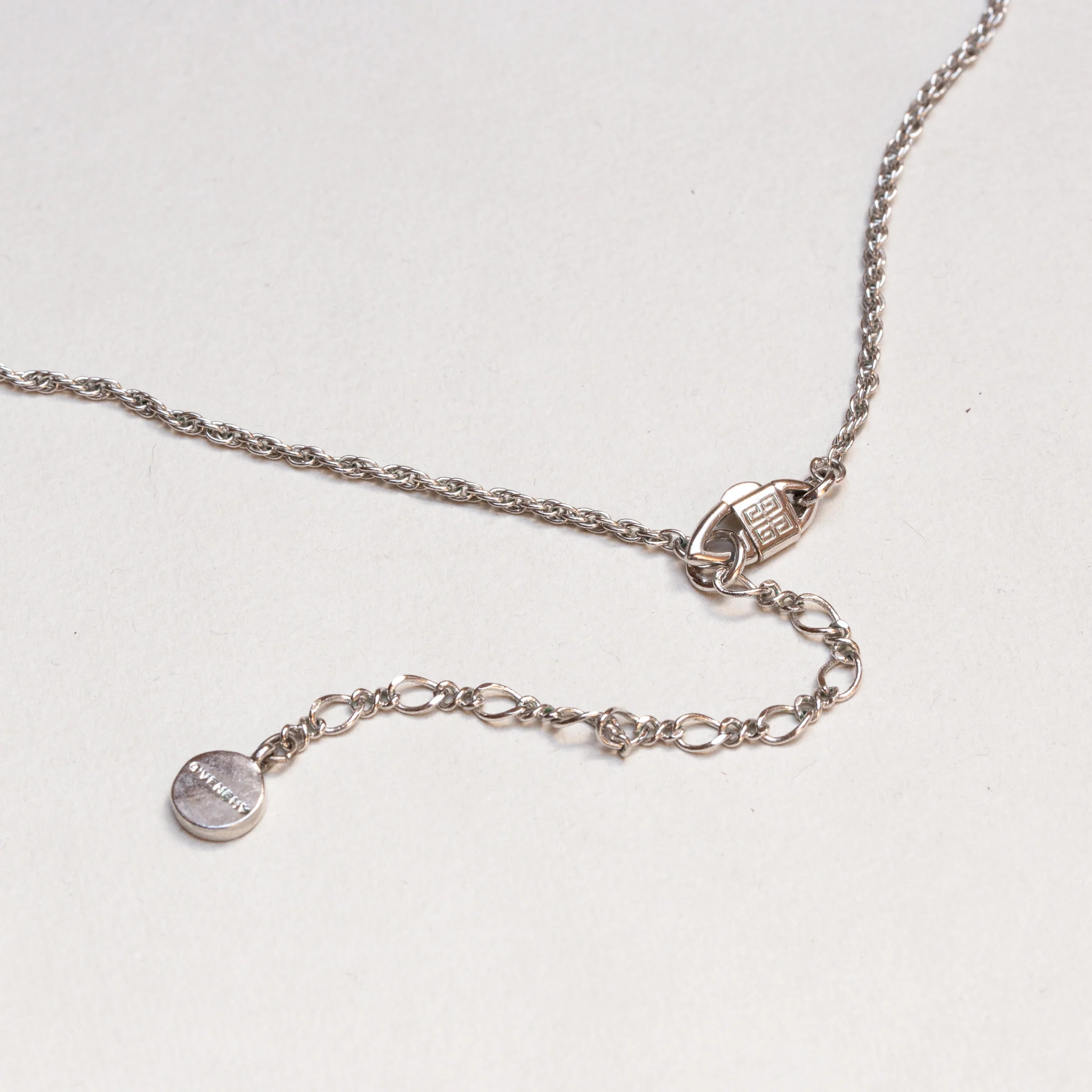 Vintage Givenchy Silver-tone Chain Necklace with Rhinestones - Image 3