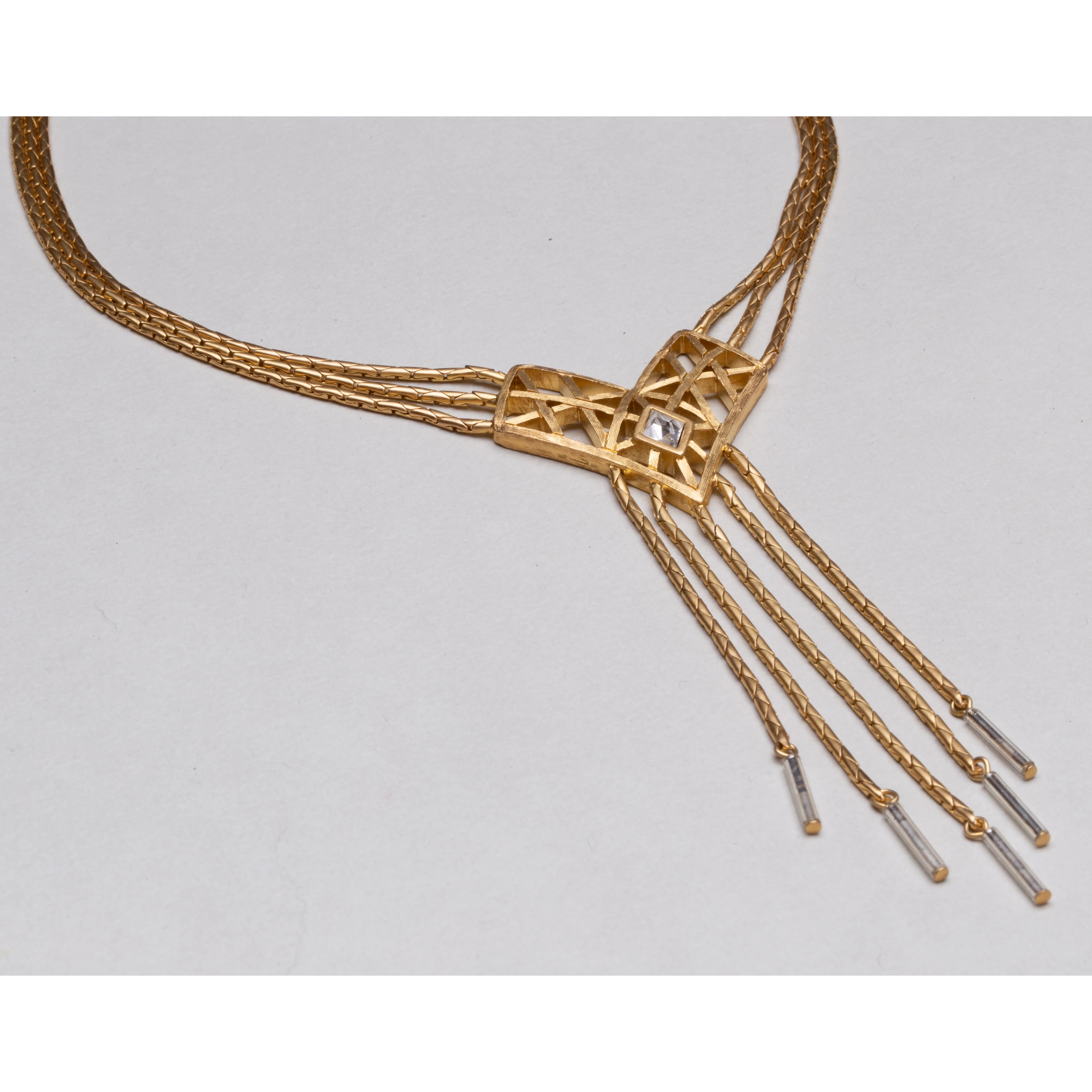 Vintage Givenchy Triple Strand Snake Chain Necklace - Image 2