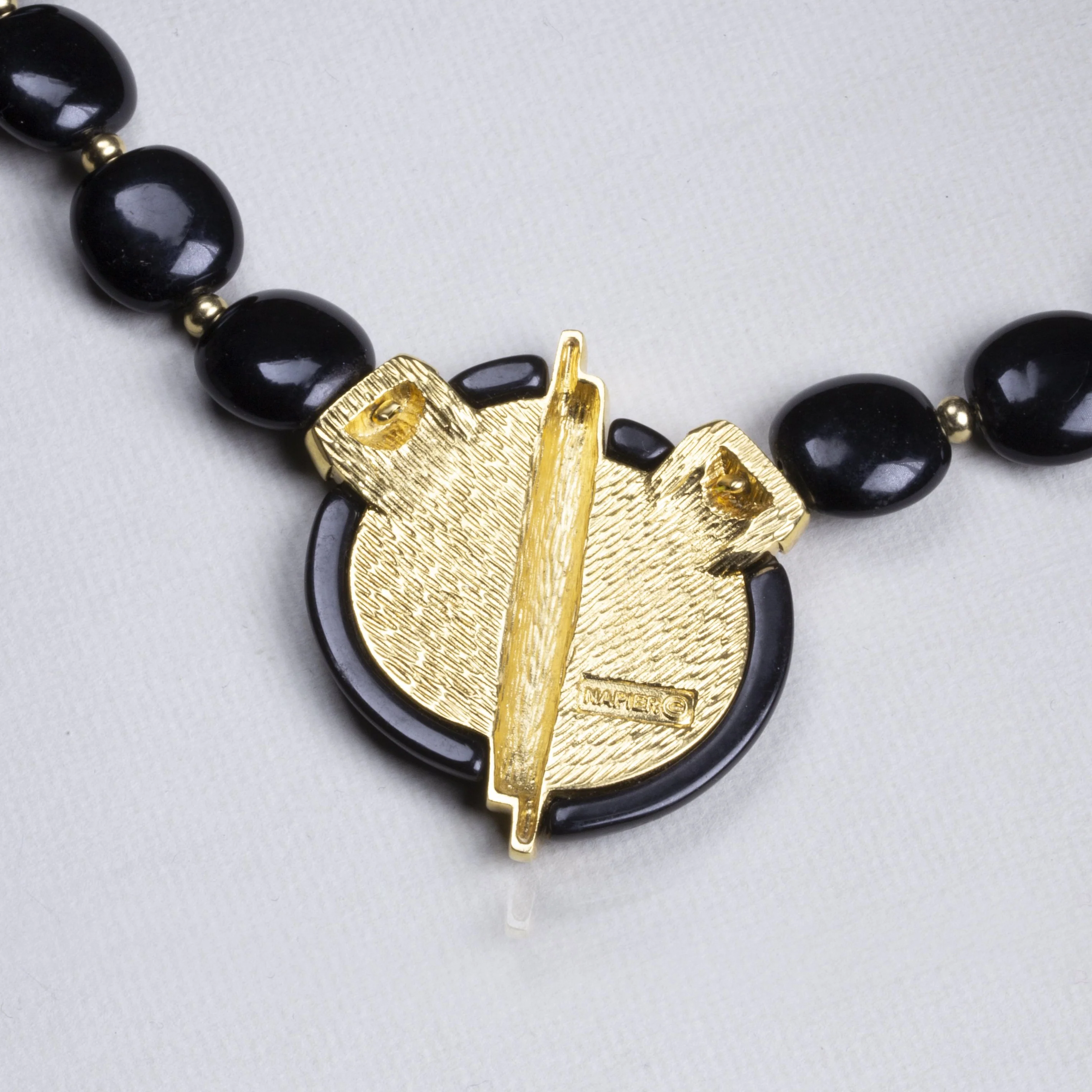 Vintage Black Enamel Pendant Necklace - Image 4