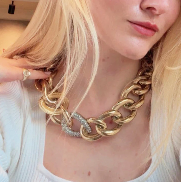 Vintage Givenchy Gold Chain Necklace with Rhinestones - Image 3