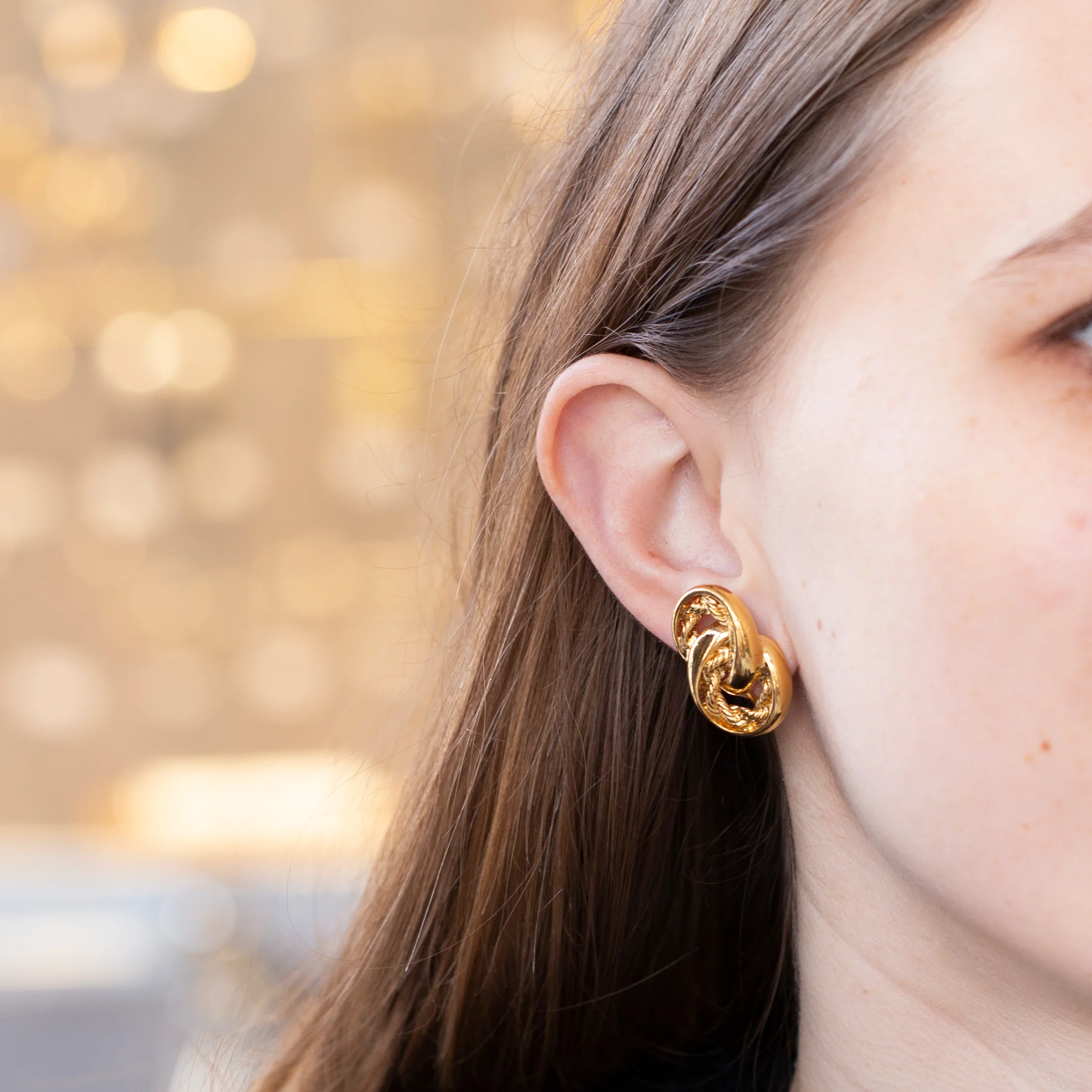 Vintage Gold Clip-on Earrings - Image 2
