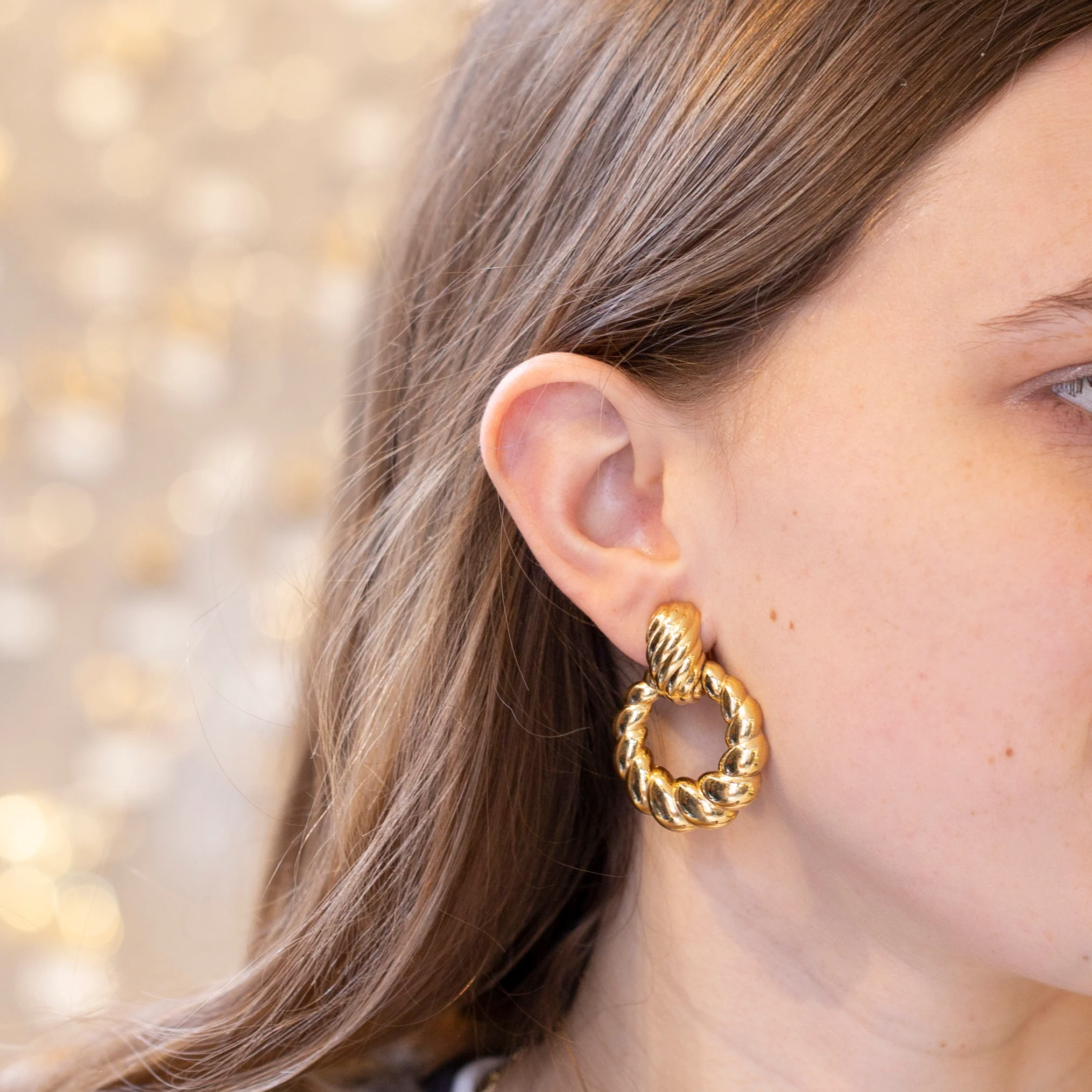 Vintage Gold Twisted Clip-on Earrings - Image 2