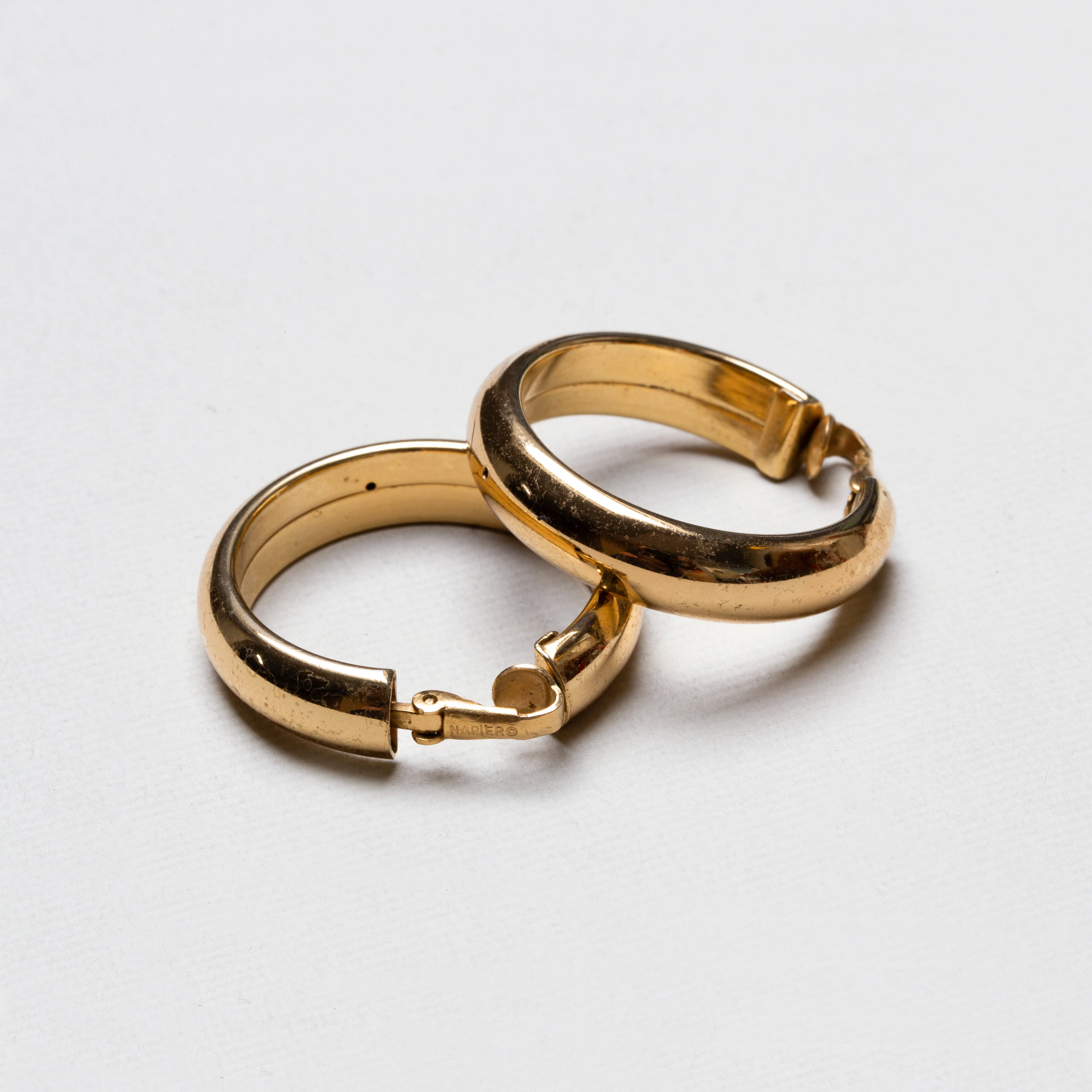 Vintage Gold Clip-on Hoop Earrings - Image 2