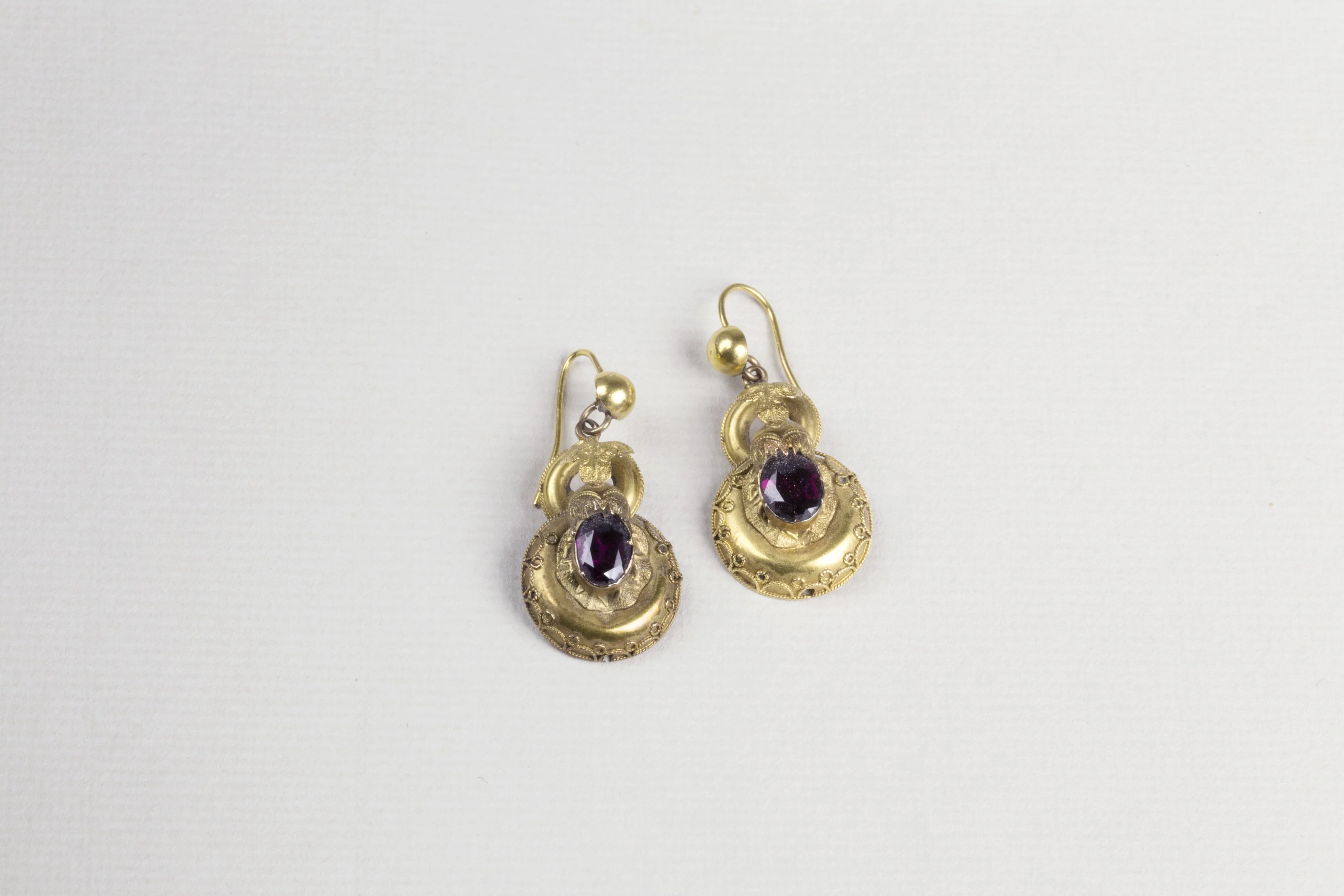 Vintage Gold Red Garnet Drop Earrings - Image 4