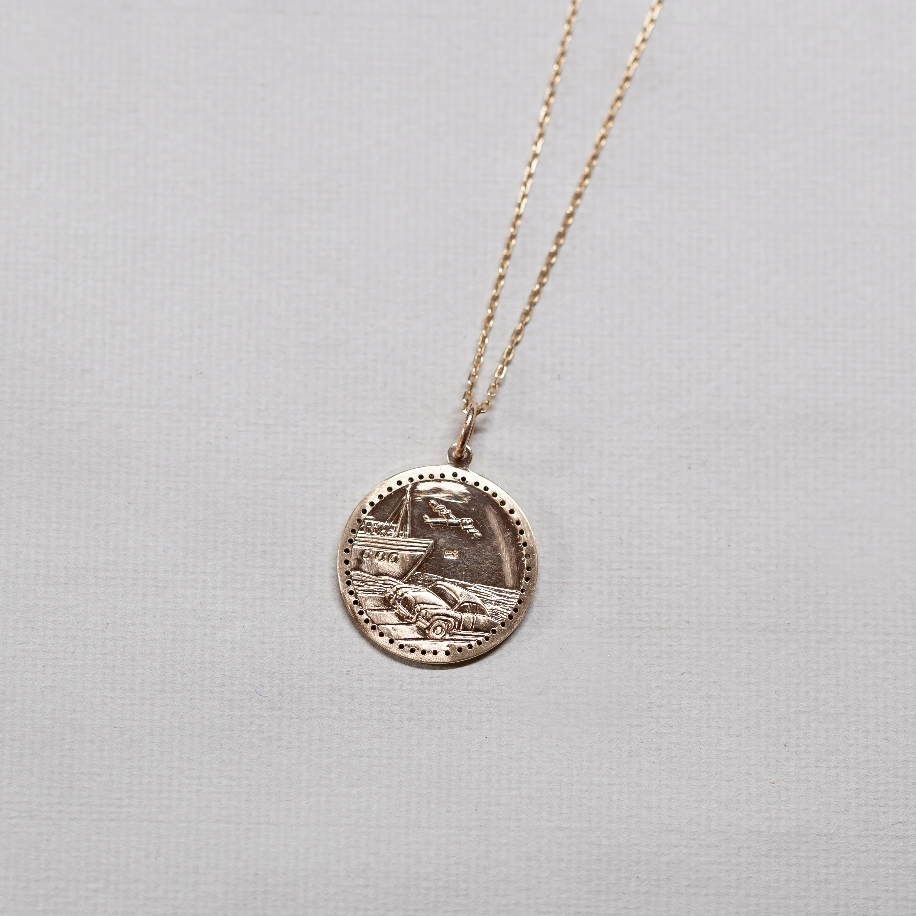 Vintage Gold St. Christopher Pendant with Black Diamonds - Image 2