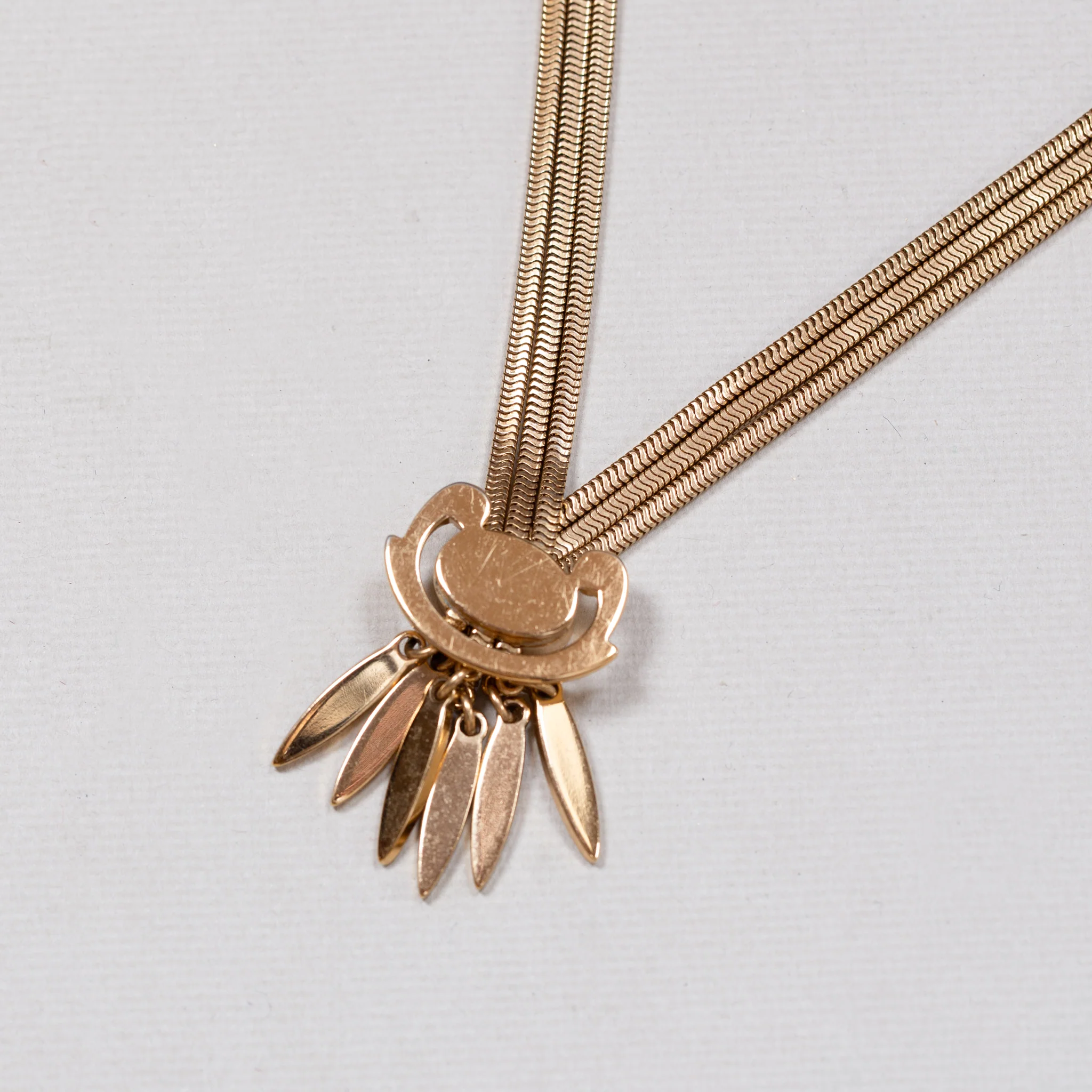 Vintage Gold-tone Triple-layered Snake Chain Necklace - Image 2