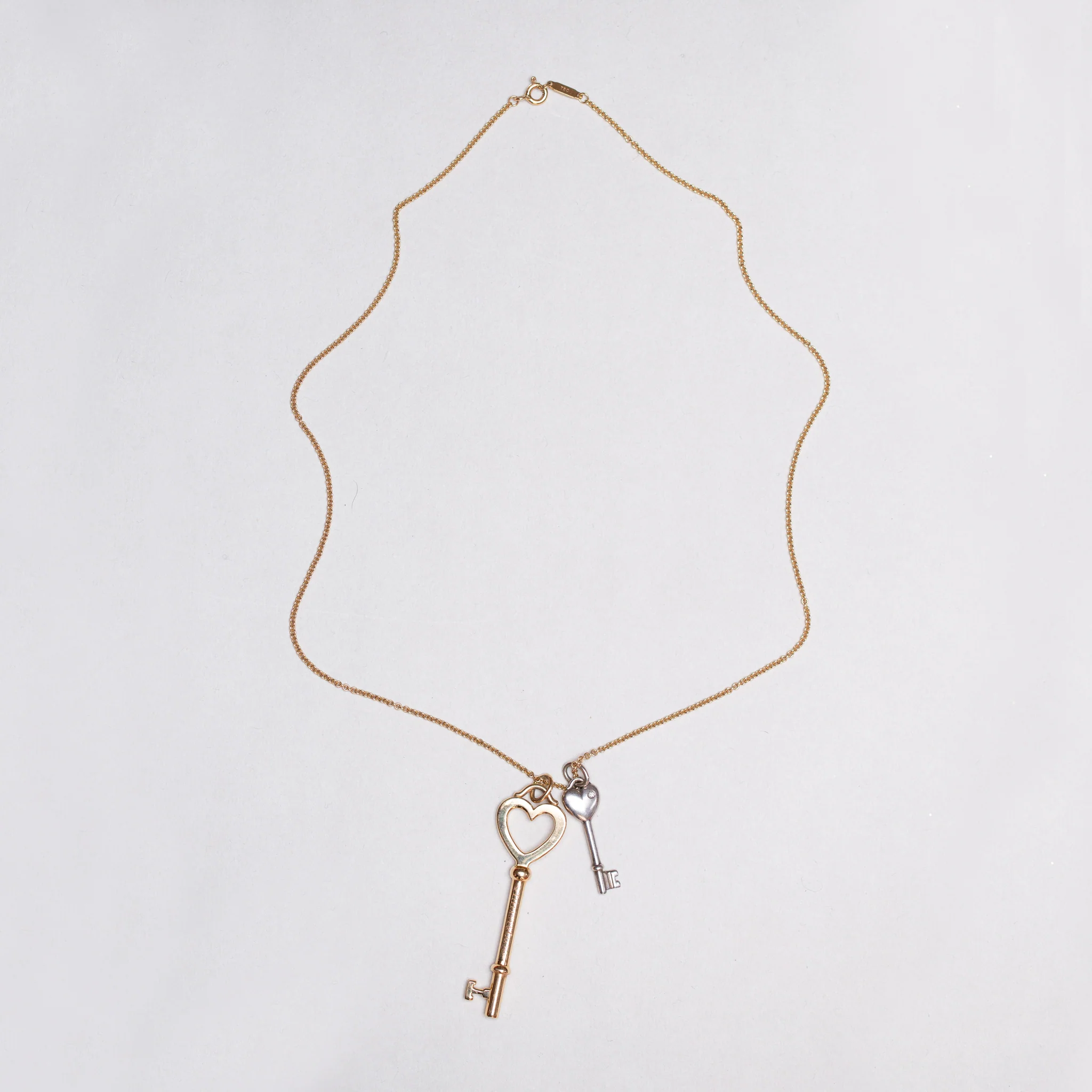 Vintage Tiffany Heart Key Pendants Necklace - Image 2