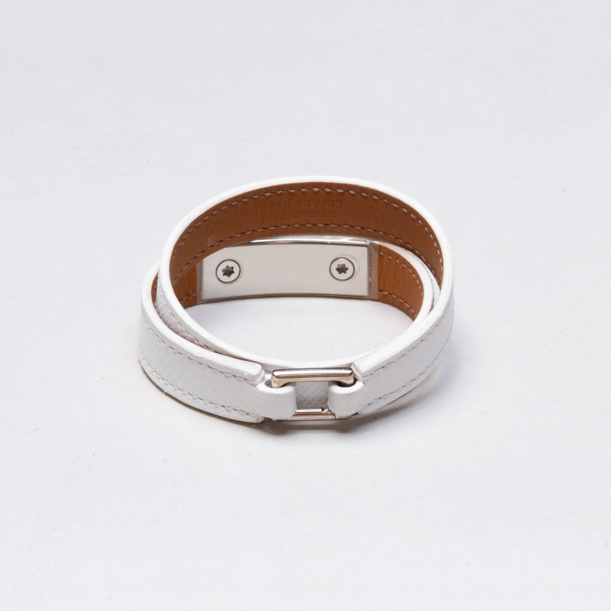 Vintage Hermes Rivale Double Tour Bracelet White - Image 2