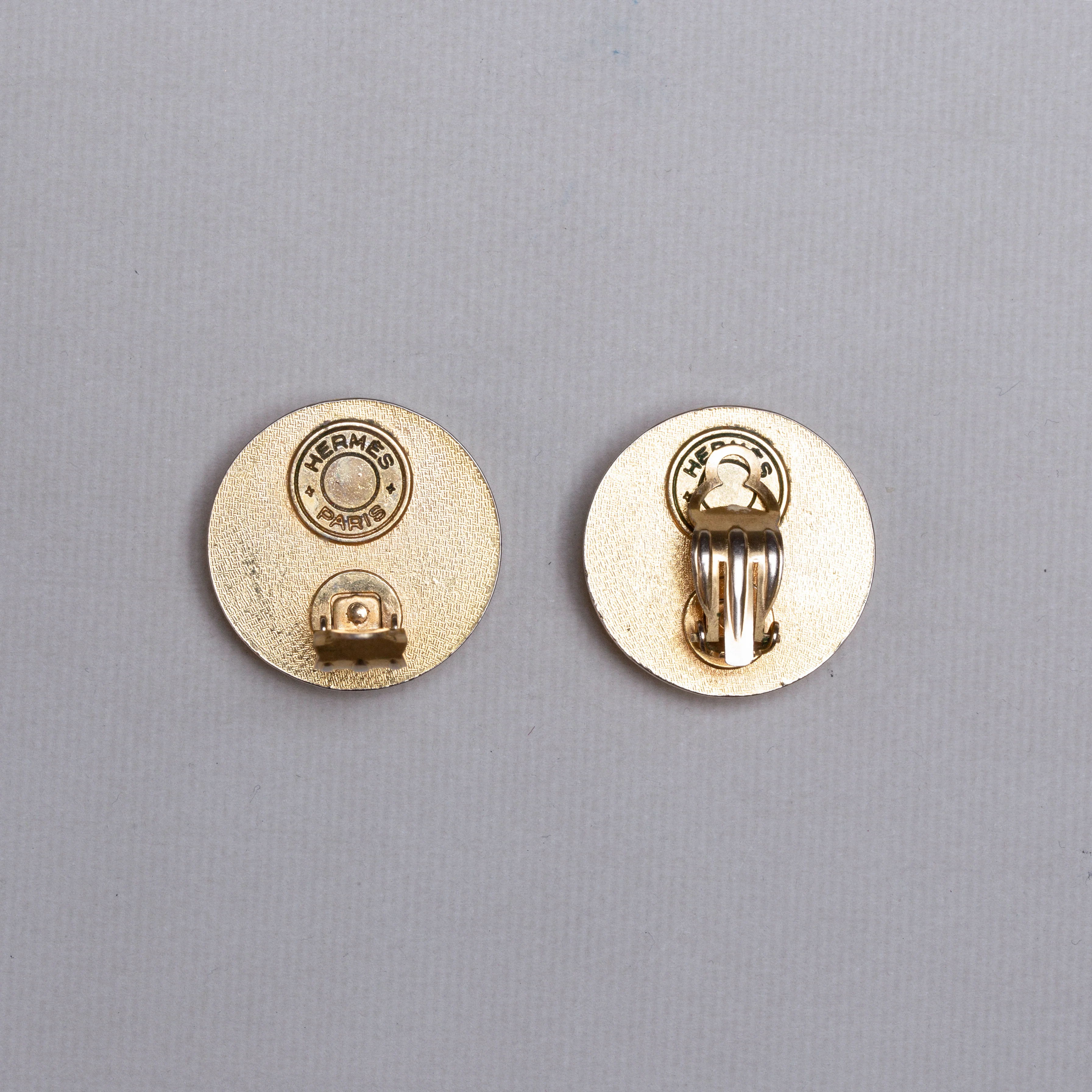 Vintage Hermes Sellier Leather Clip-on Earrings - Image 3