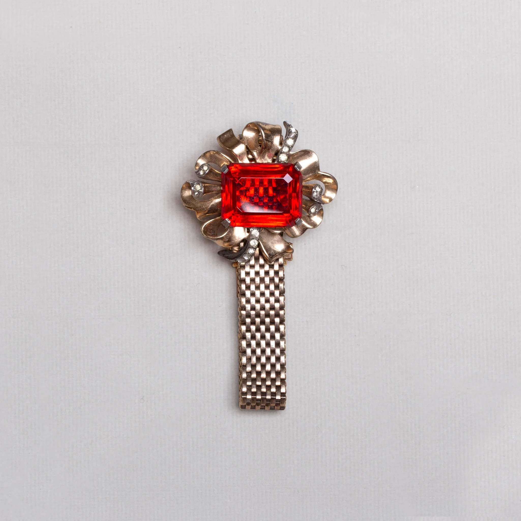 Vintage Kreisler Gold Chain Bracelet with Ruby-Coloured Rhinestone - Image 2