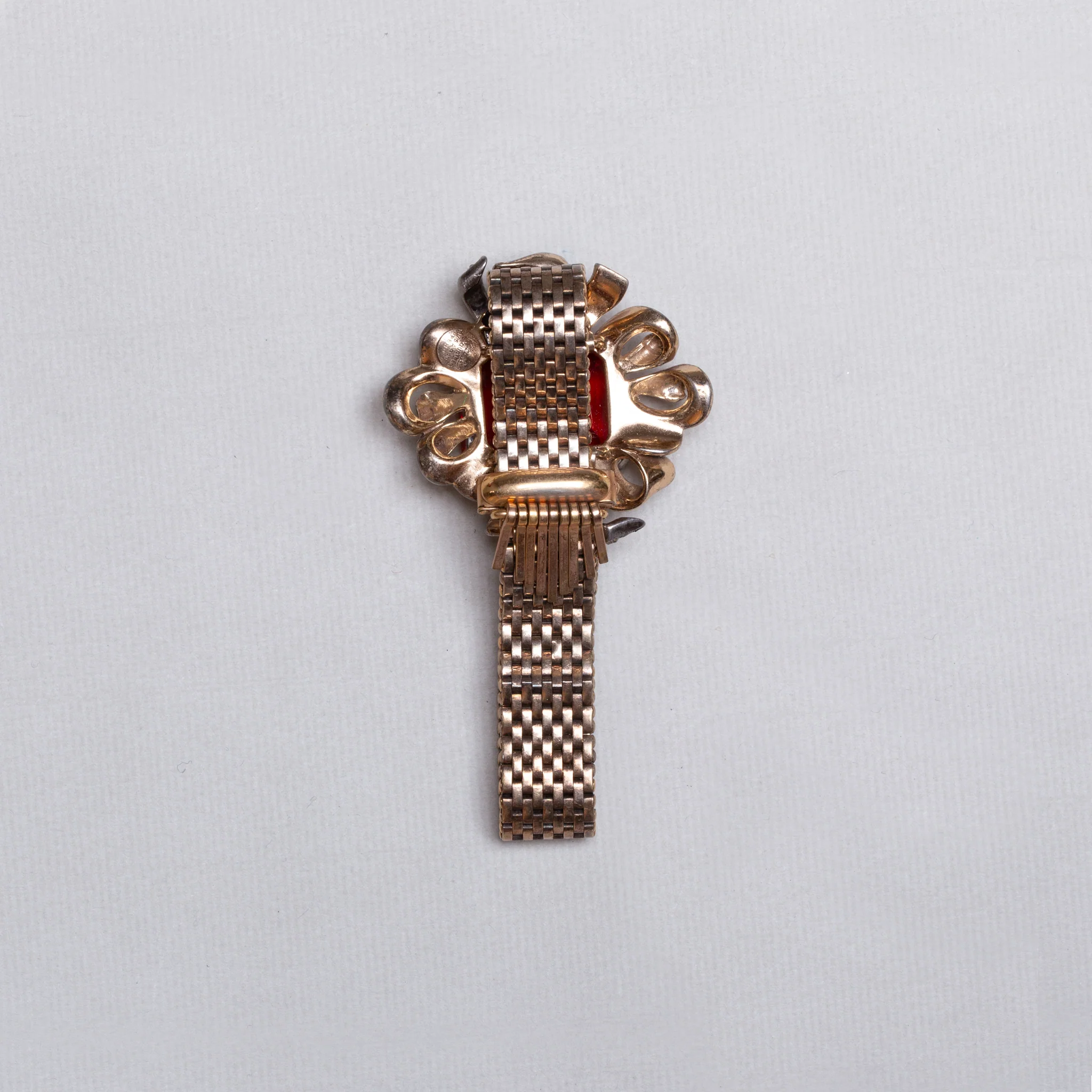Vintage Kreisler Gold Chain Bracelet with Ruby-Coloured Rhinestone - Image 4